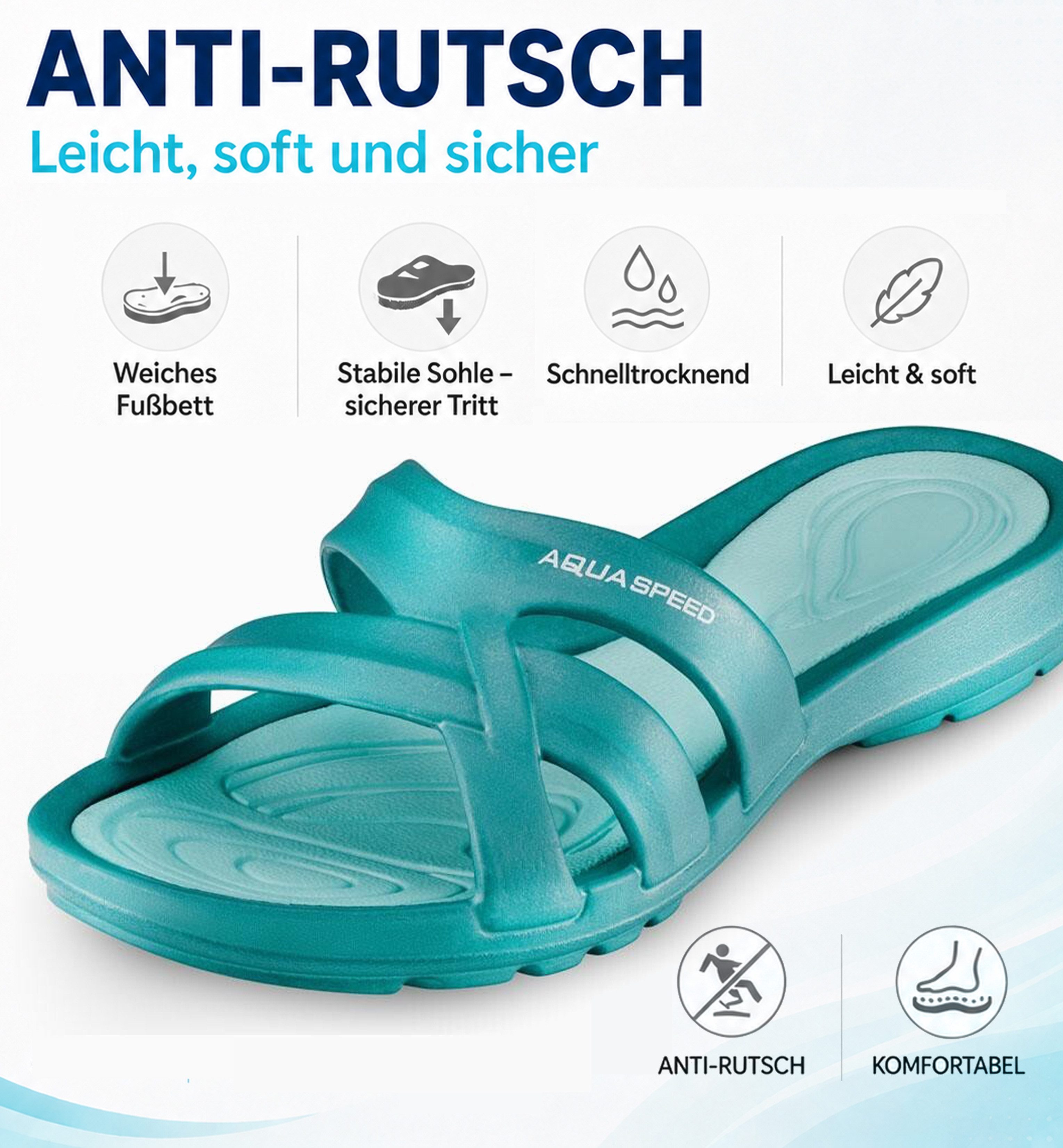 Aqua Speed Dein Duschkomfort für Reise & Alltag – Mit Stil Gr. 41 Badepantolette (Dein Spa-Partner für Dusche & Hotel – EVA & Mikrofaser dabei) Stilvolles Erscheinungsbild – Modisch und funktional zugleich