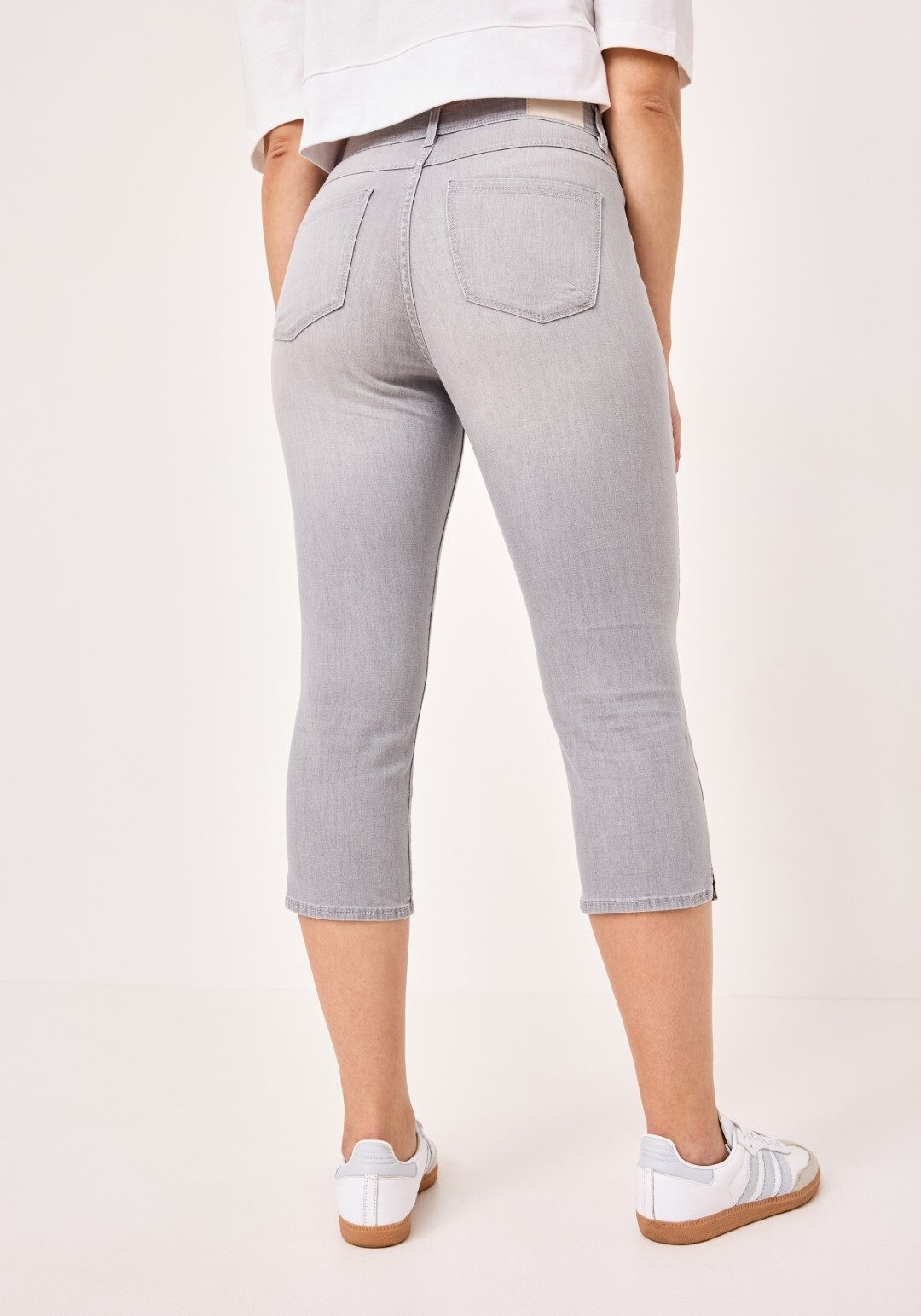 Paddock's 3/4-Jeans PIA Graue Slim-Fit Damenjeans in ¾ Länge mit Stretch