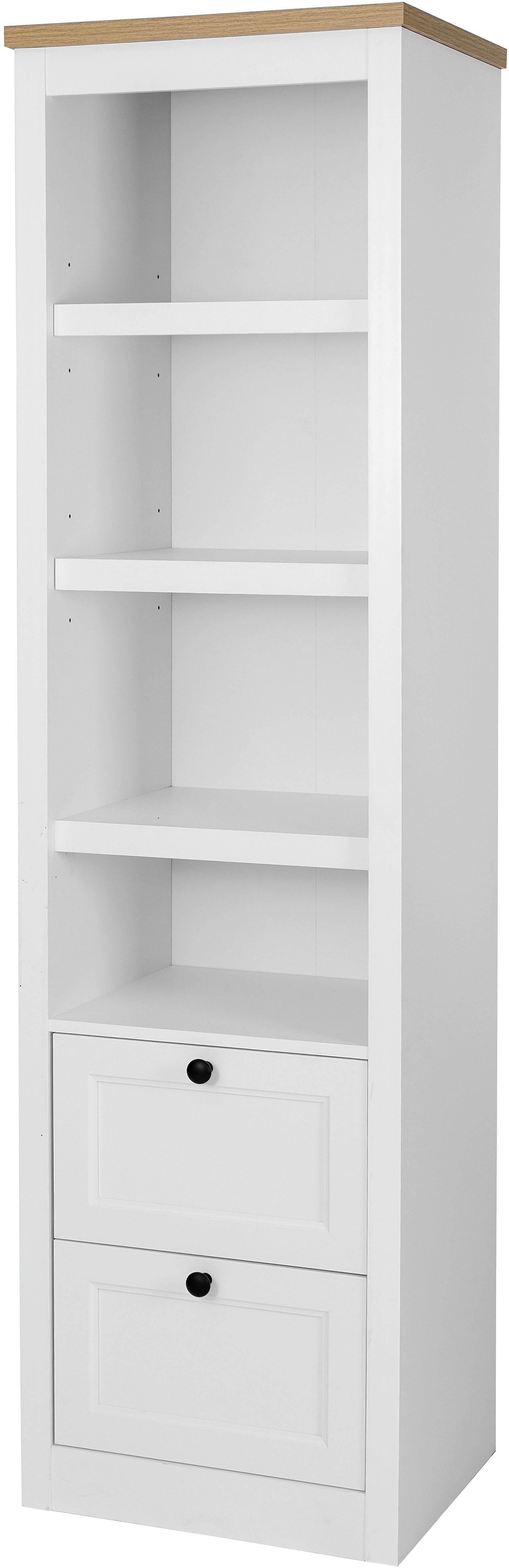 OTTO home Vitrine Rigny aus MDF, mit Holz-Zierleiste, schwarzem Metallgriff