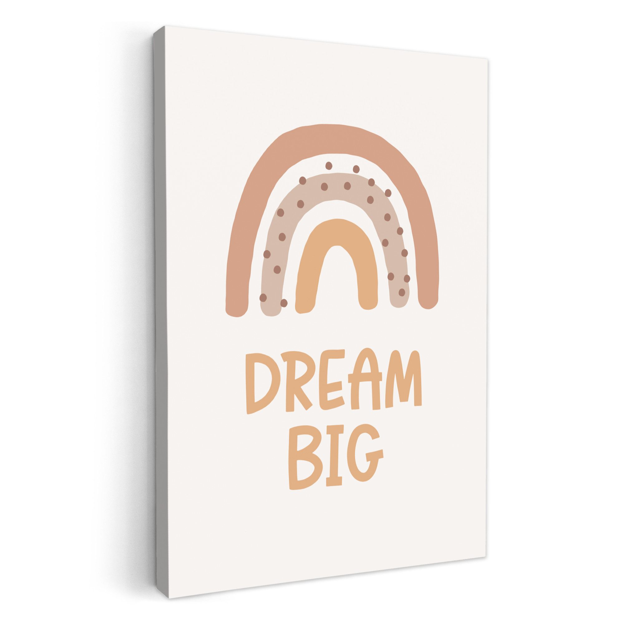 OneMillionCanvasses® Leinwandbild Kinder - Regenbogen - Pastell - Zitat - Dream Big, Fotodruck (1 St), Kinderzimmer Deko, Mädchen und Jungen Bilder 20x30 cm