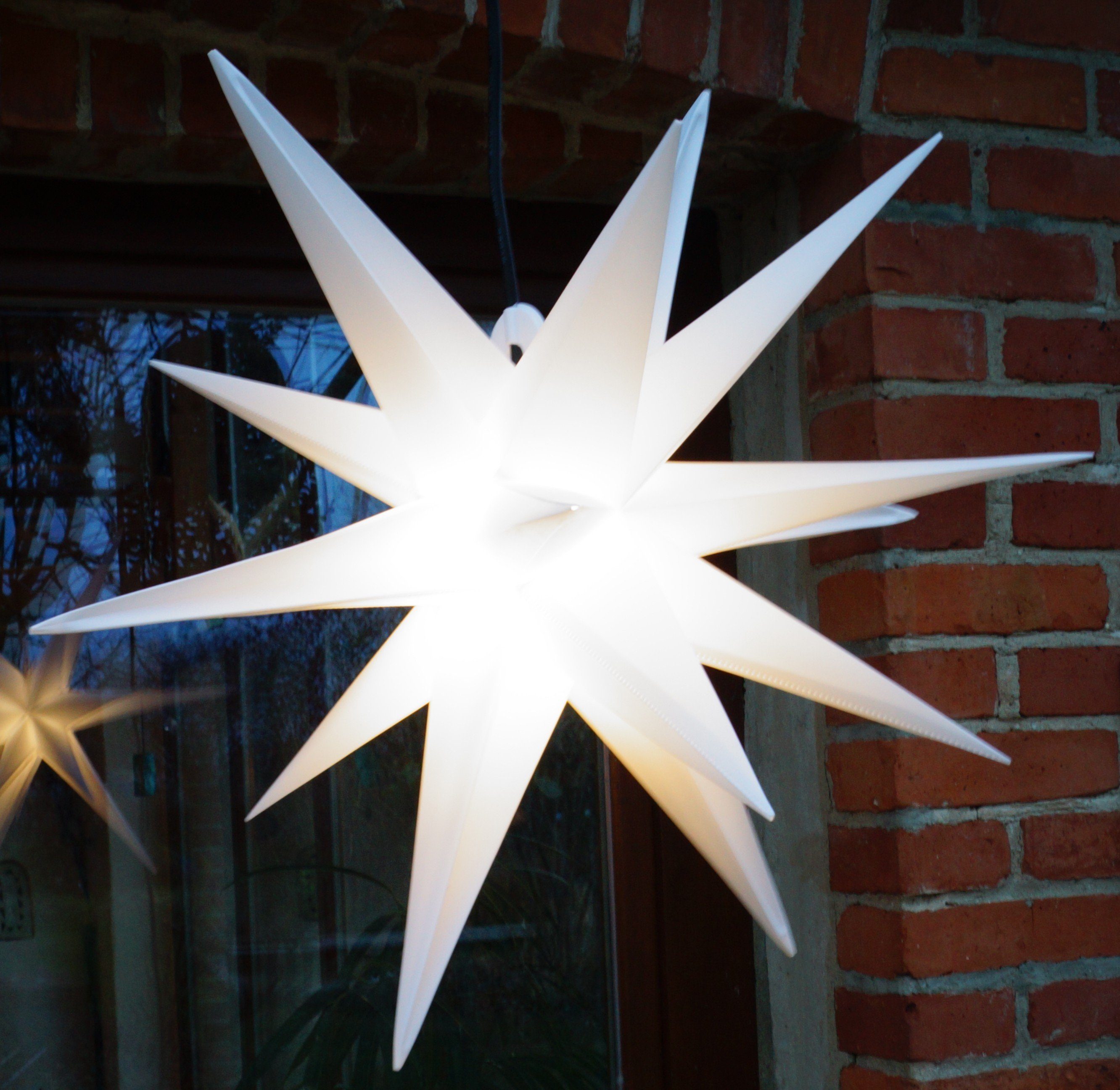 Guru-Shop LED-Stern für außen 3D Batterie Außenstern Kaspar, Ø 55 cm,.., LED-Leuchtmittel fest verbaut 4xAA weiß | Beleuchtete Weihnachtssterne