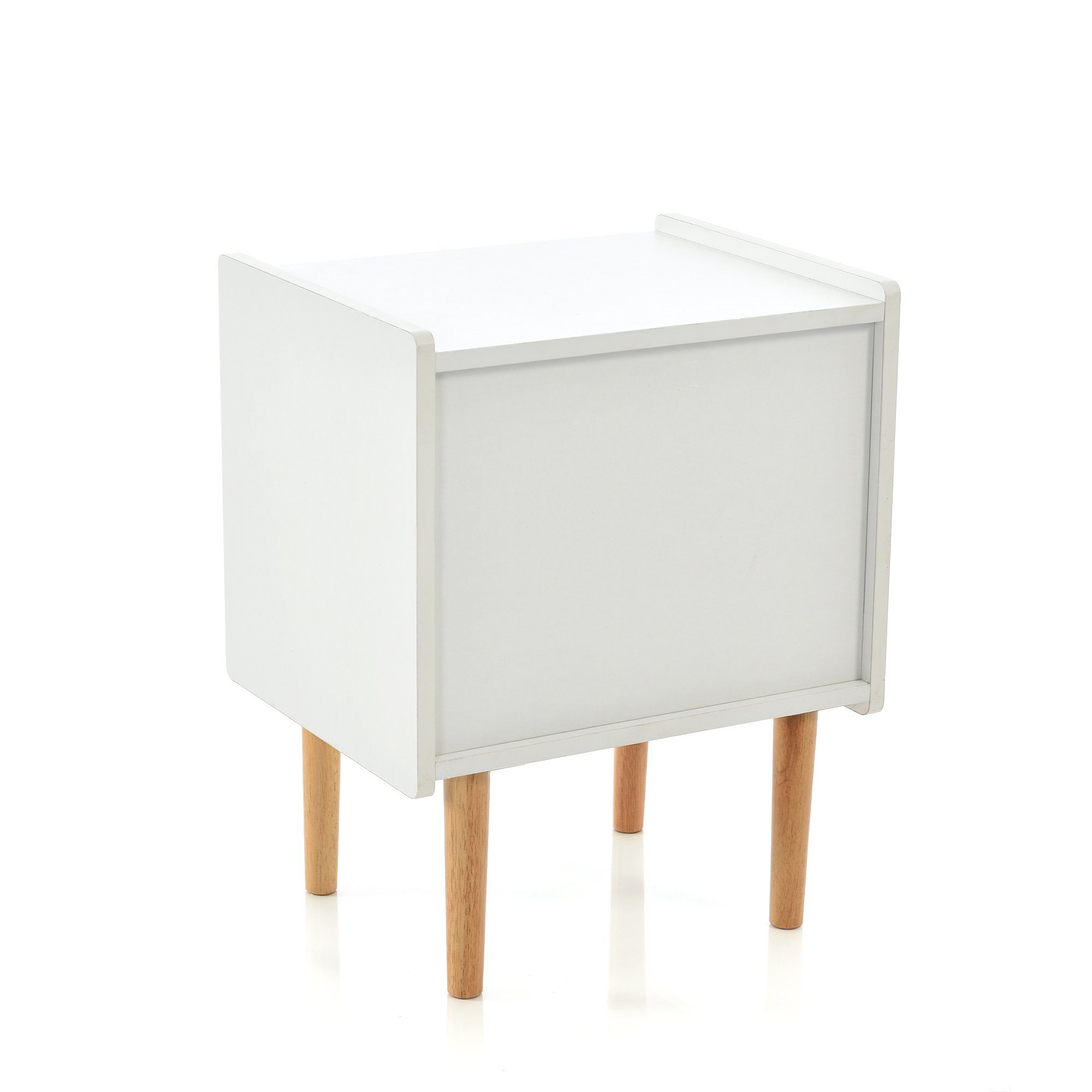 Nachttisch (1-St., Beistelltisch Nchtkommode), Nachtschrank mit 2 Schubladen, aus Rattan & Massivholz, 55x43.5x35 cm