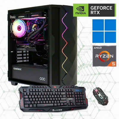 GAMEMAX Gaming-PC (AMD Ryzen 5 5500, RTX 4060, 16 GB RAM, 1000 GB SSD, Wasserkühlung, Windows 11)