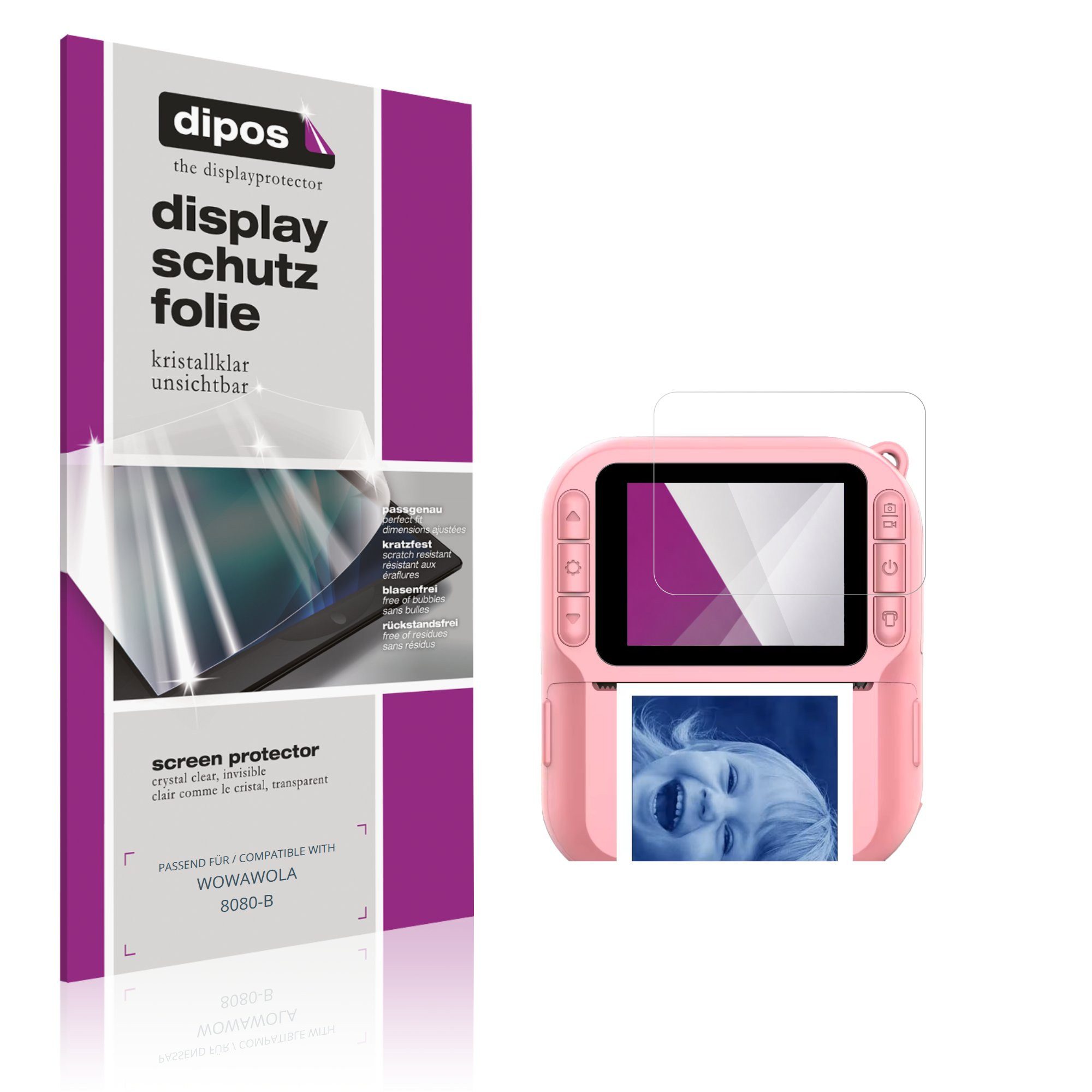 dipos Displayschutzfolie Schutzfolie für WOWAWOLA 8080-B, 4 Stück, Displayschutz Schutz Folie Made in Germany