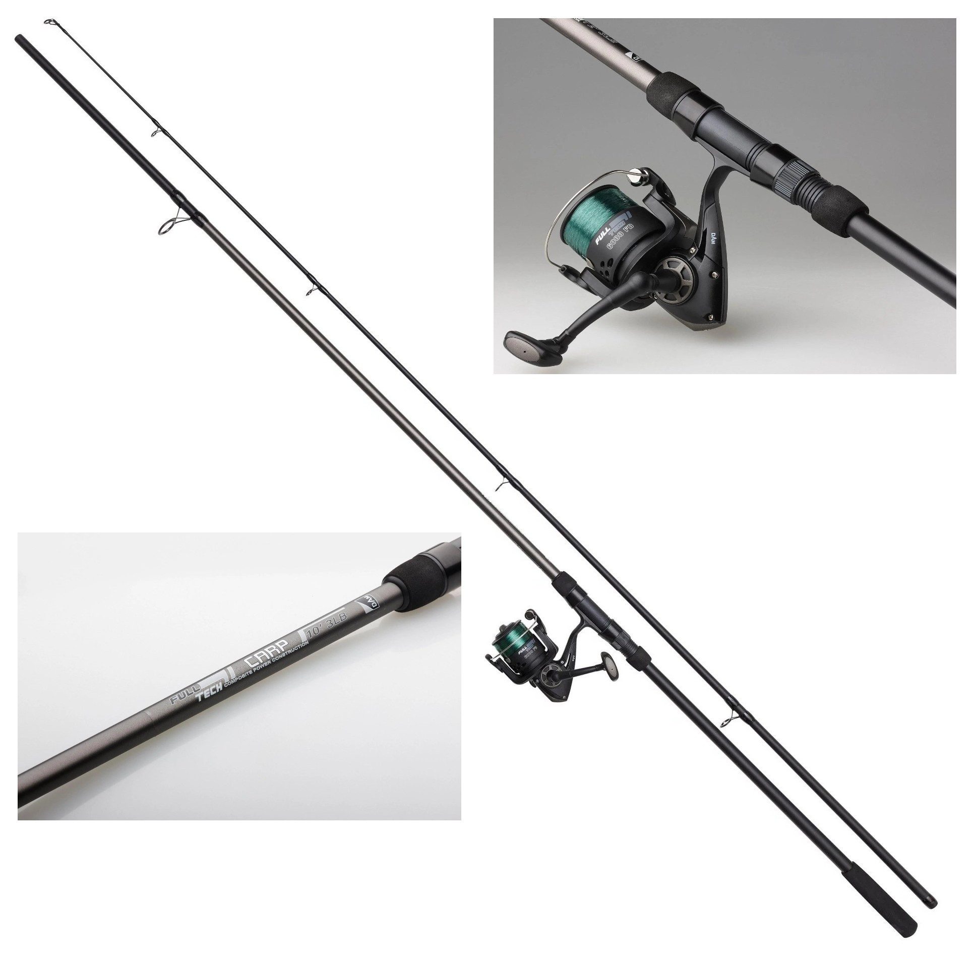 DAM Fishing Karpfenrute DAM SET Full Tech Carp Combo 6000FD - 2 Größen wählbar - Karpfenset, Modernes Design