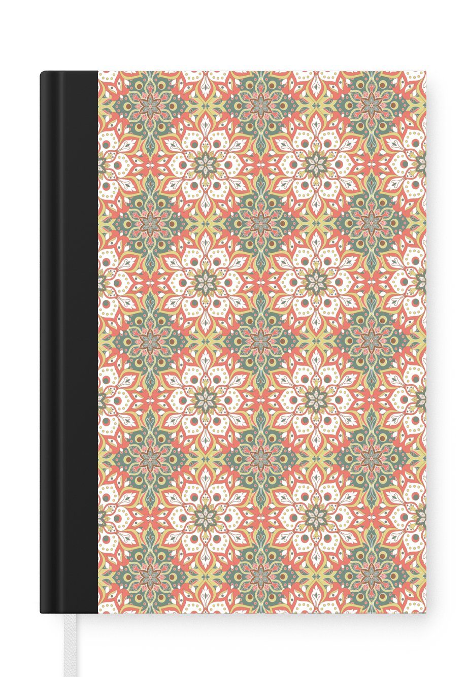 MuchoWow Notizbuch Blumen - Mandala - Vintage - Muster, Journal, Merkzettel, Tagebuch, Notizheft, A5, 98 Seiten, Haushaltsbuch