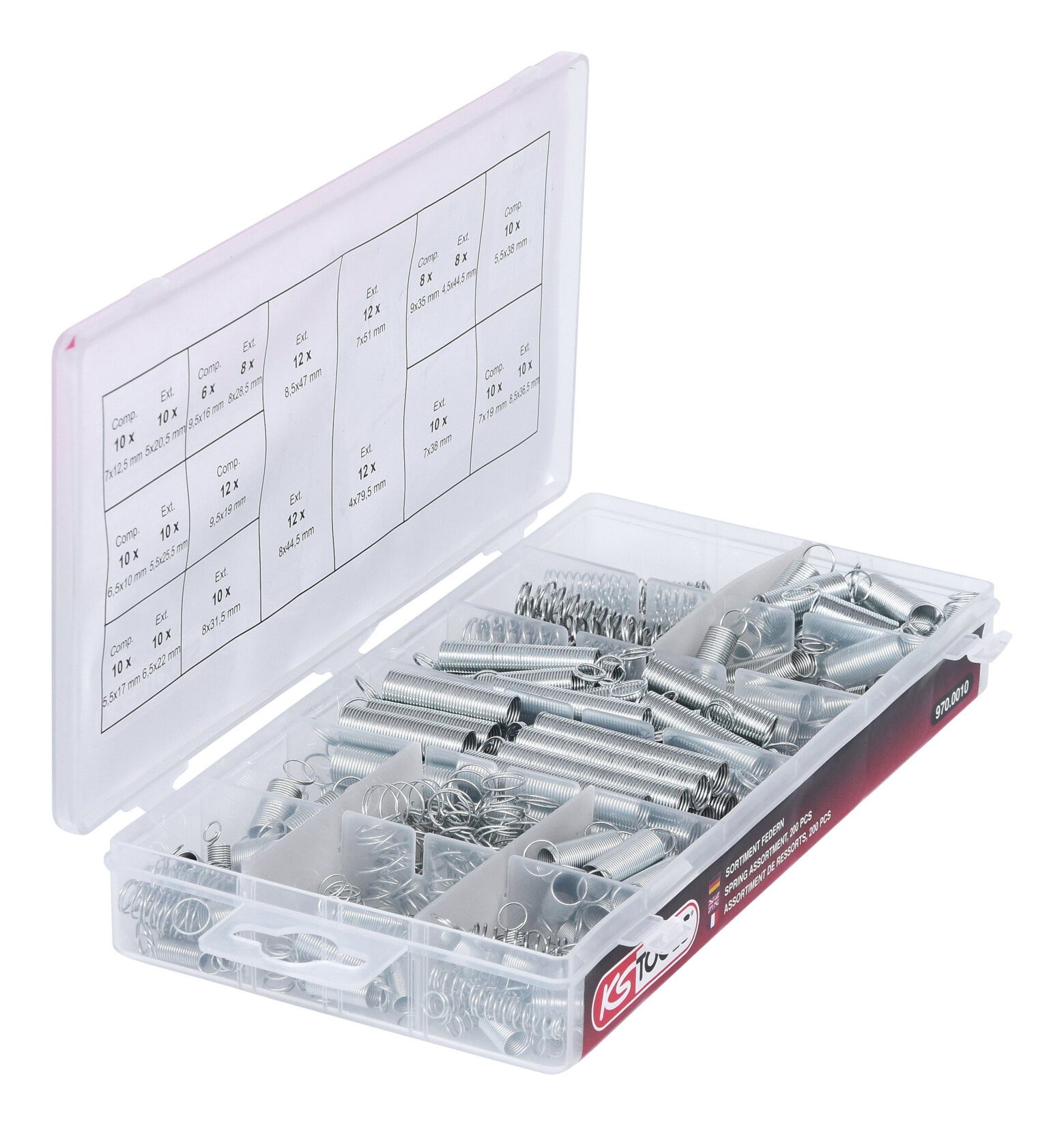 KS Tools Zugfeder (200 St), Sortiment Federn, 200-teilig