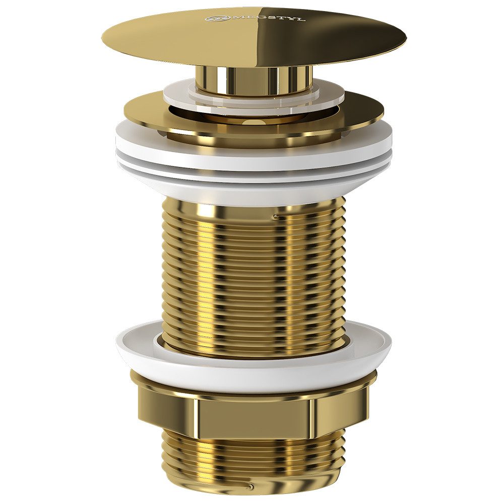 Lomadox Ablaufgarnitur FAUCET-140 Edelstahl Click-Clack Ablaufventil in Goldfarben, glänzend