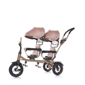Chipolino Dreirad Geschwisterdreirad Tricycle 2Play, zwei Kinder bis 50 kg Gummireifen Lenkstange