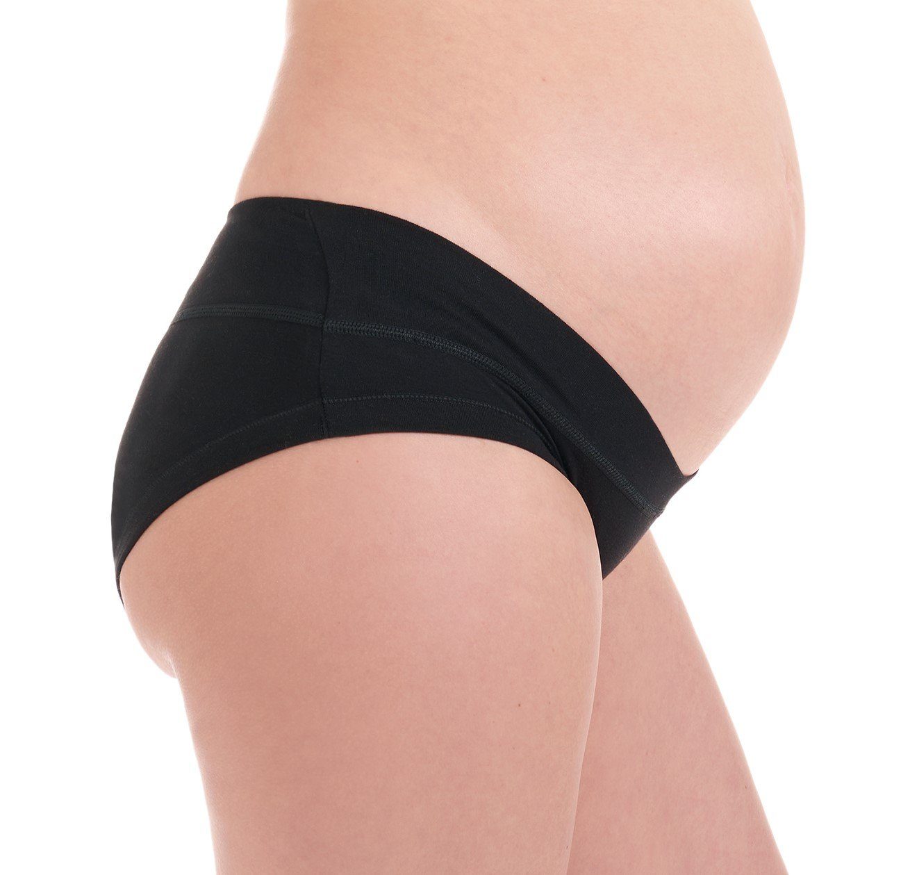 Herzmutter Umstandsslip Baumwoll-Mix - (3er - Schwarz/Schwarz/Grau Unterbauchslip 3-St) Pack, Umstandswäsche