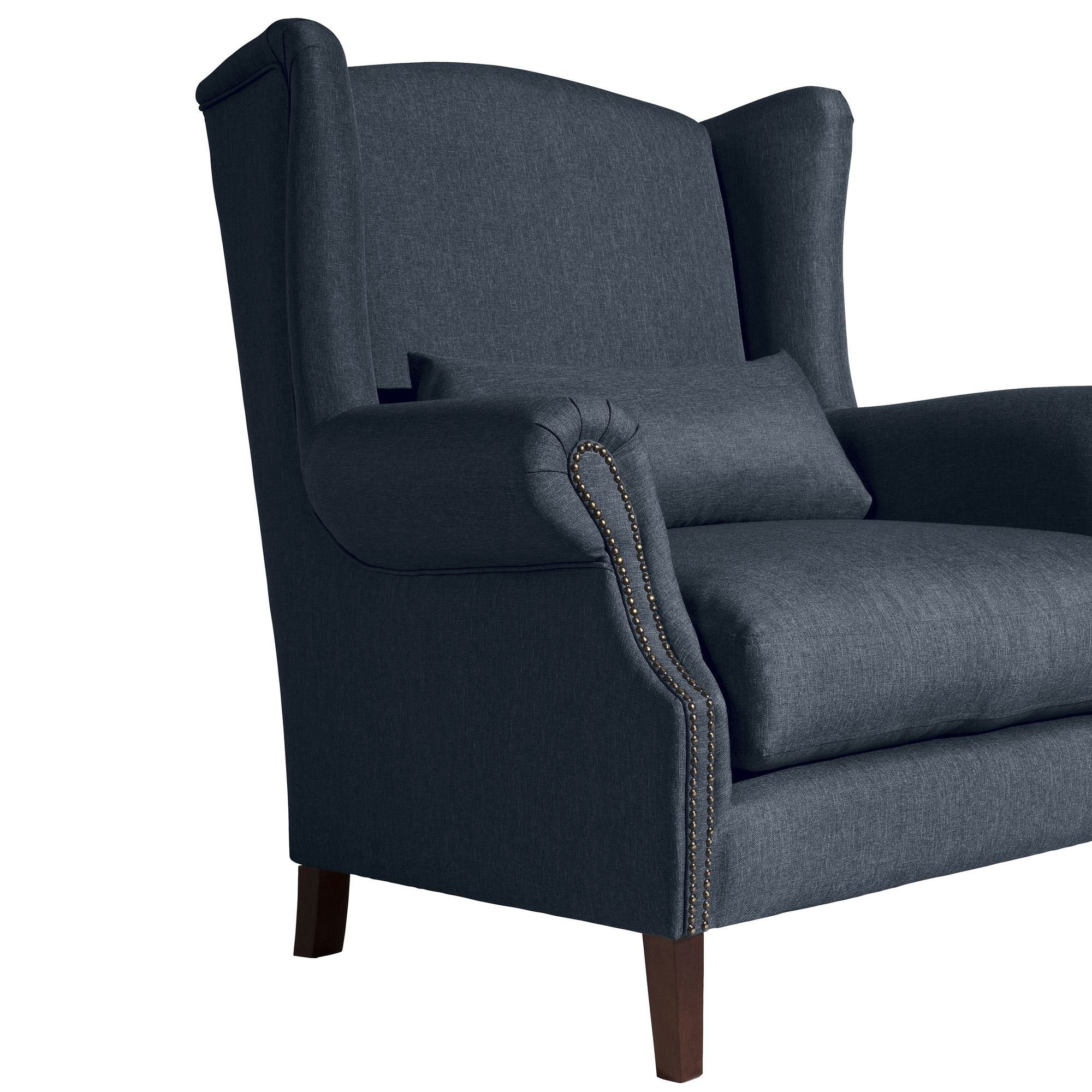 Kessel 58 Sitz Kandy inkl. verarbeitet,bequemer aufm Sessel Kostenlosem Versand, / Bezug dunkel Sessel (Sparpreis blau 21653 Flachgewebe 1-St), Buche nussbaum hochwertig