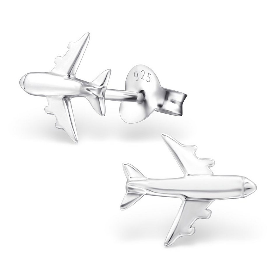 Ohrschmuck 2-tlg), (1 Flugzeug aus (2 Stück), Ohrringe Paar Ohrstecker BUNGSA Ohrring-Set Kinder 925 Silber