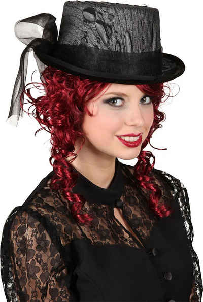 Karneval-Klamotten Kostüm Gothic Zylinder Hut Damen schwarze Witwe, Halloween Damenhut