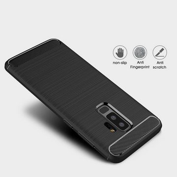 CoolGadget Handyhülle Carbon Handy Hülle für Samsung Galaxy S9 Plus 6,2 Zoll, robuste Telefonhülle Case Schutzhülle für Samsung S9+ Hülle