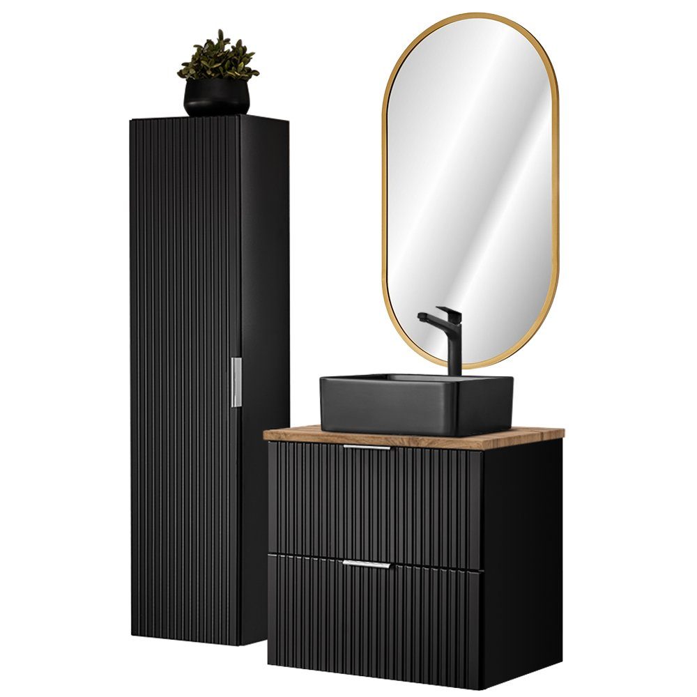 Lomadox Badmöbel-Set ADELAIDE-56-BLACK, (Spar-Set, 3-St), schwarz günstig online kaufen