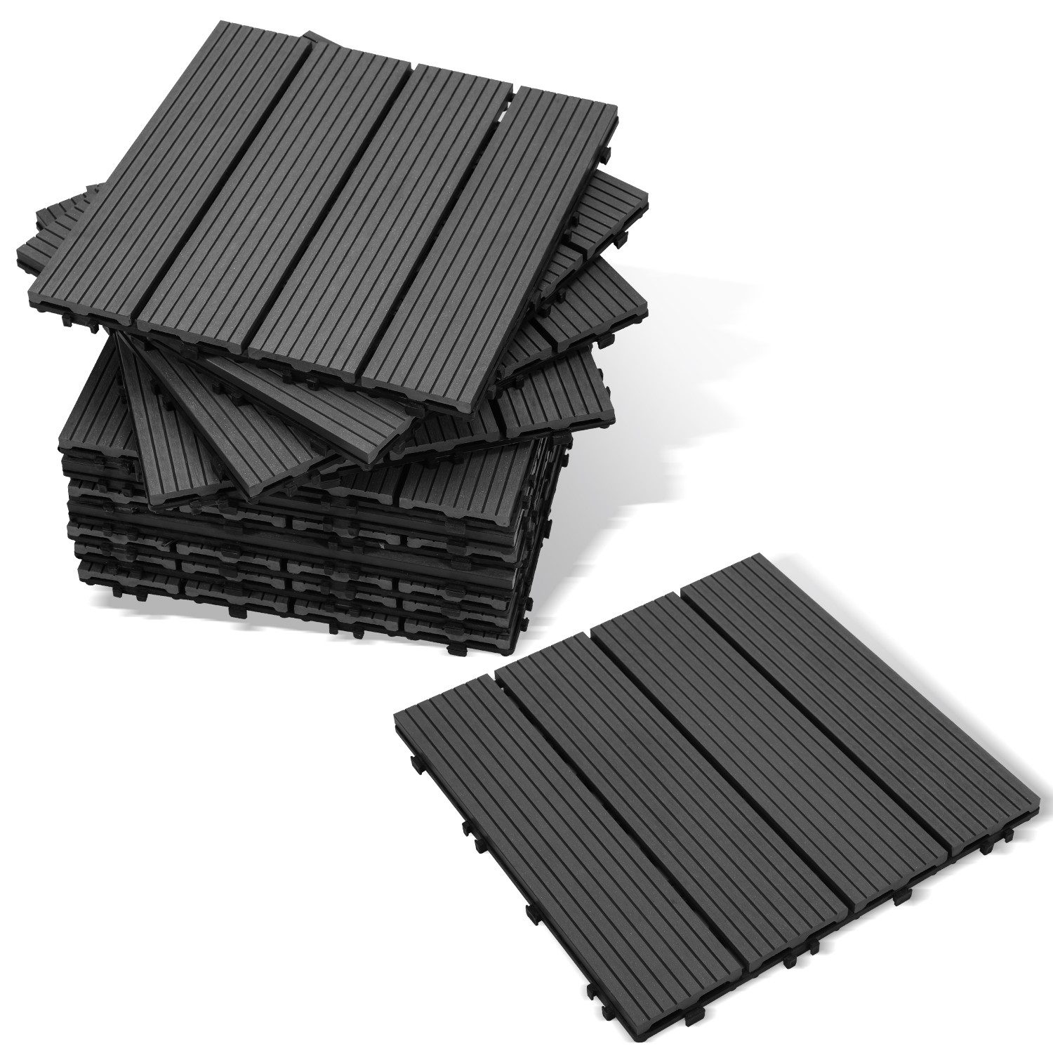 Clanmacy Holzfliesen WPC Terrassenfliesen Holzfliesen 30x30cm günstig online kaufen