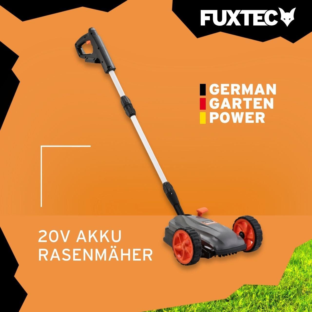 FUXTEC Akkurasenmäher FX-E1RMEH20, 22 cm Schnittbreite, flexible Kugelkopfsteuerung, kompakt, 3-fache Schnitthöheneinstellung