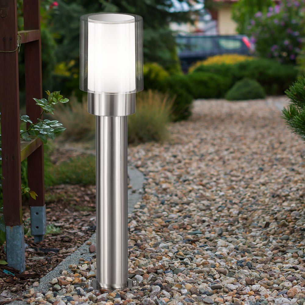 etc-shop Sockelleuchten, Gartenlampen Aussen nicht Aussenlampe Leuchtmittel silber Stehleuchte inklusive