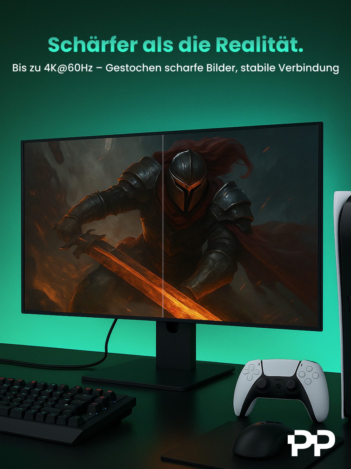 ProfiPatch ProfiPatch HDMI Glasfaserkabel 4K60Hz UHD 10m schwarz Goldkontakt Zink HDMI-Kabel, (1000 cm) – Bild 3 von 4