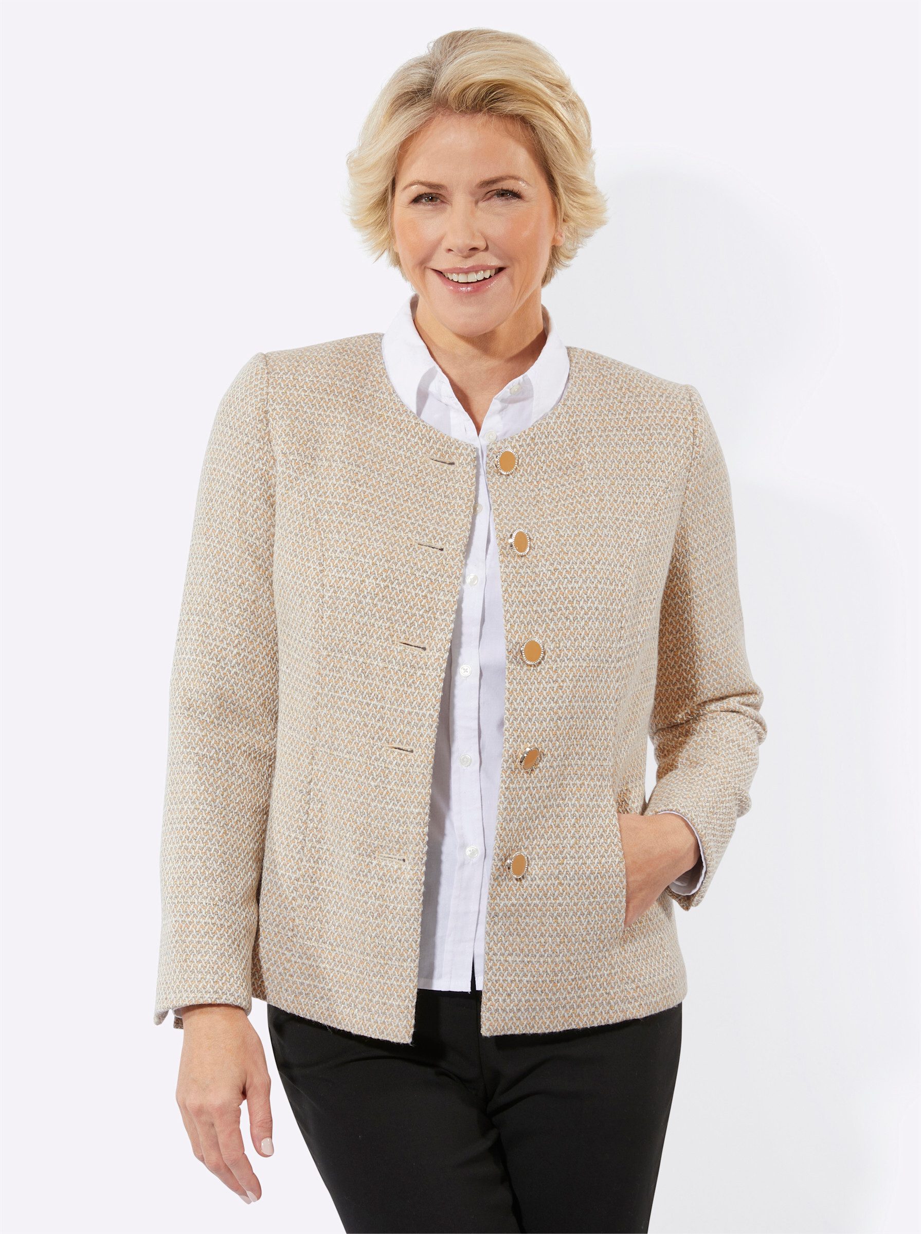 Witt Blusenblazer Bouclé-Blazer Langarm