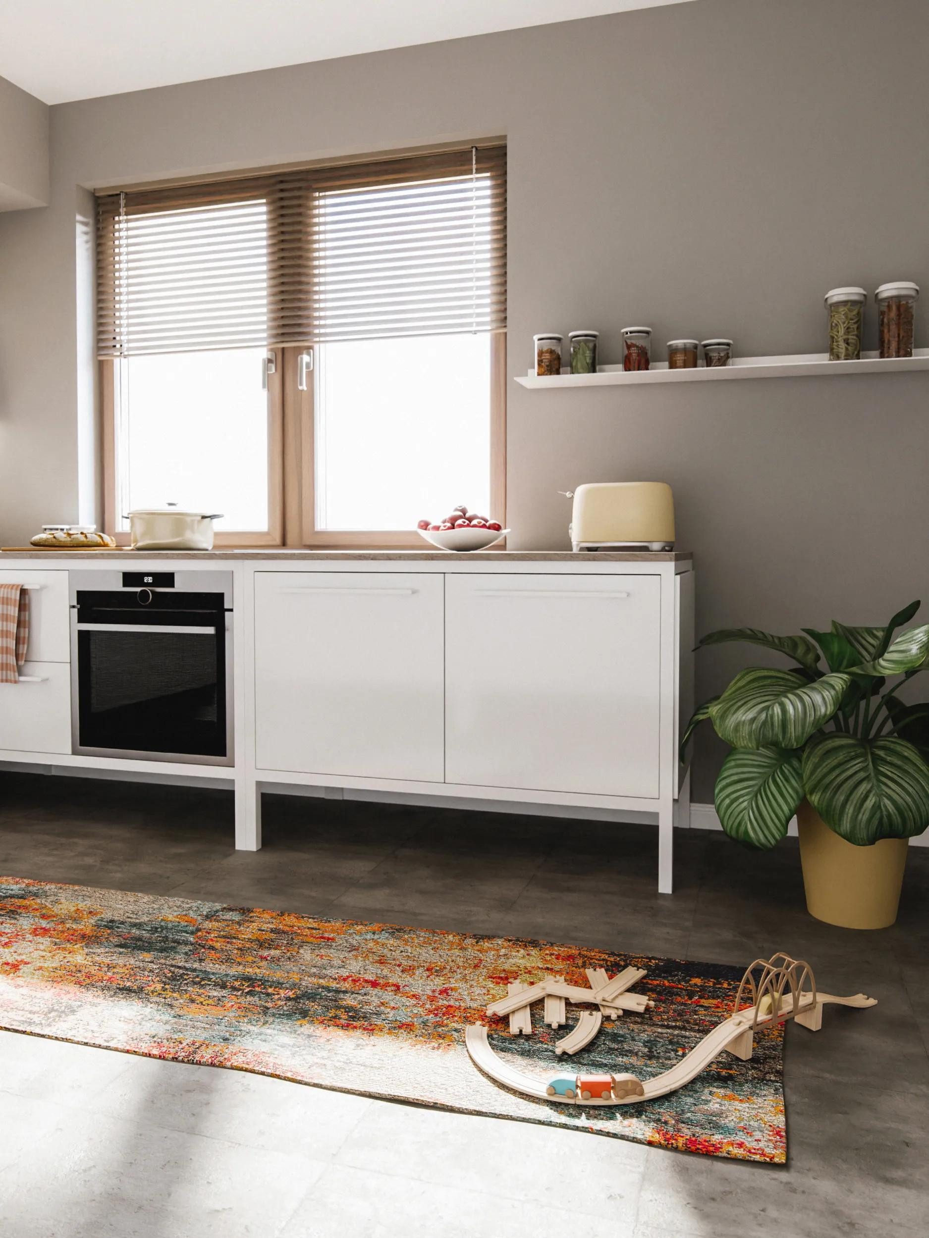 benuta Teppich Casa, rechteckig, Höhe: 11 mm, Teppich Wohnzimmer, Esszimmer, Schlafzimmer, Flur, Farbenfroh, Retro