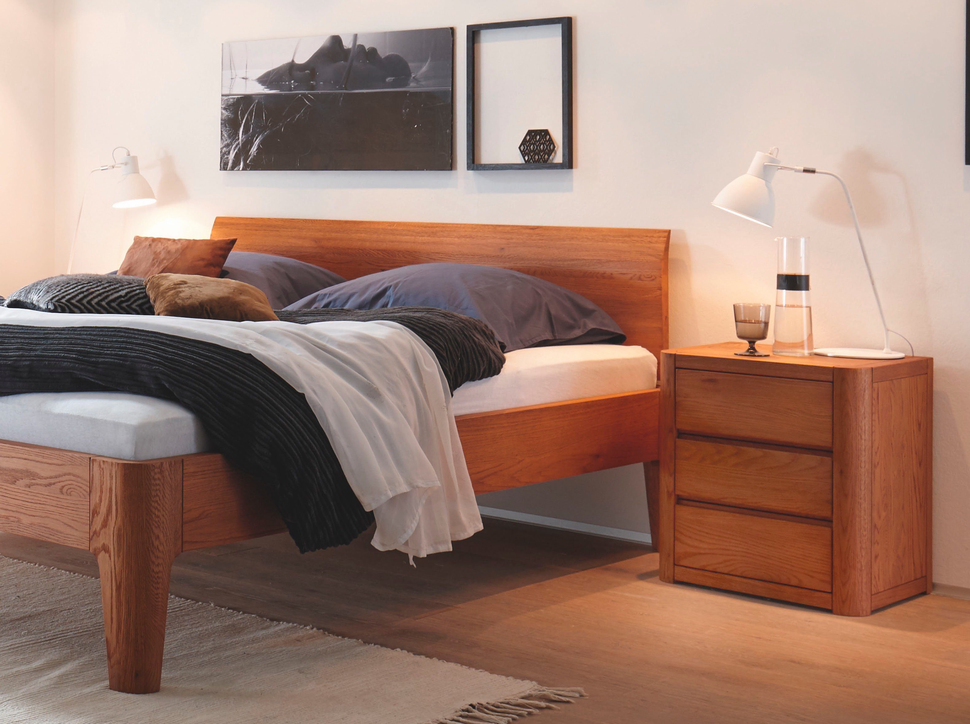 HASENA Bettgestell Lisiano, Massivholzbett, Komforthöhe, Fußhöhe 25cm