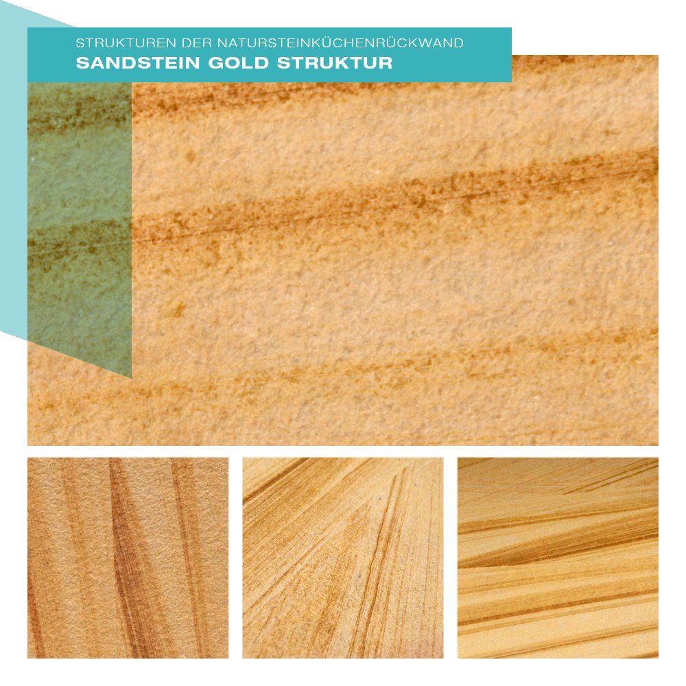 DRUCK-EXPERT Naturstein - aus Struktur Gold 100 Echtstein ein Sandstein jede Küchenrückwand % Unikat Platte