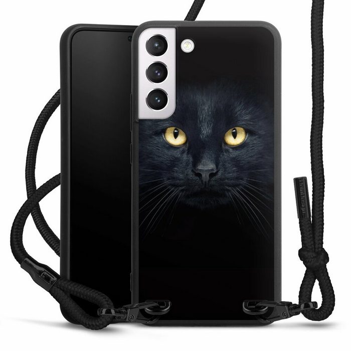DeinDesign Handyhülle Katze Auge schwarz Tom Cat Samsung Galaxy S22 Plus Premium Handykette Hülle mit Band