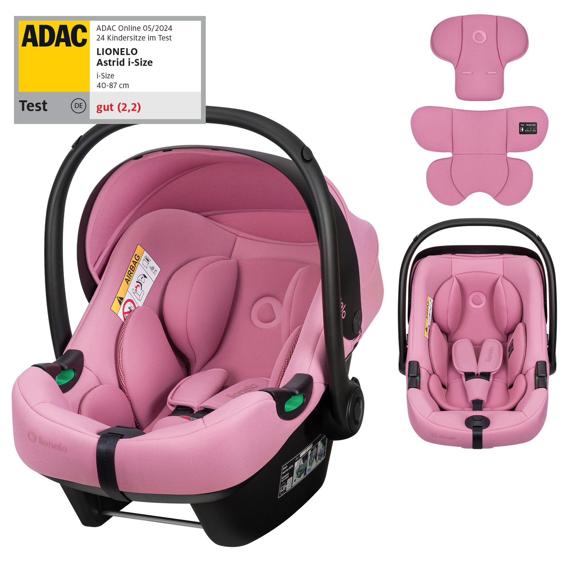 lionelo Babyschale ASTRID I-SIZE, ab: ab Geburt, bis: bis 87 cm, ab: 40,00 cm, bis: 87,00 cm, (Set), Sehr stabiler Träger, Höhenverstellung, Modernes Design