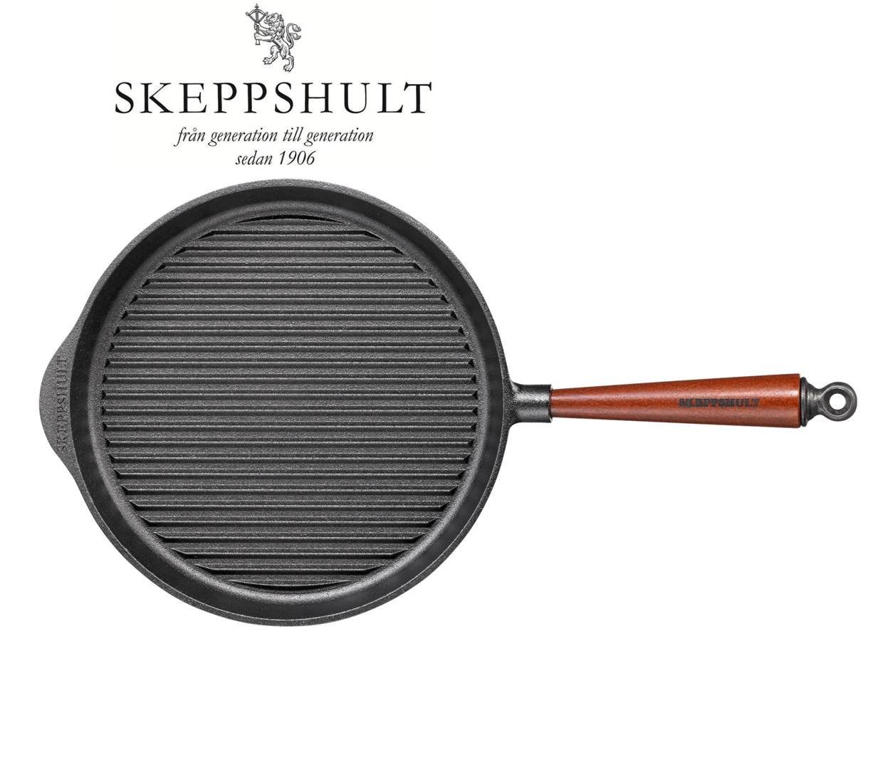 Skeppshult Grillpfanne Skeppshult Gusseisen Grillpfanne Ø 28 cm mit Walnussholzgriff