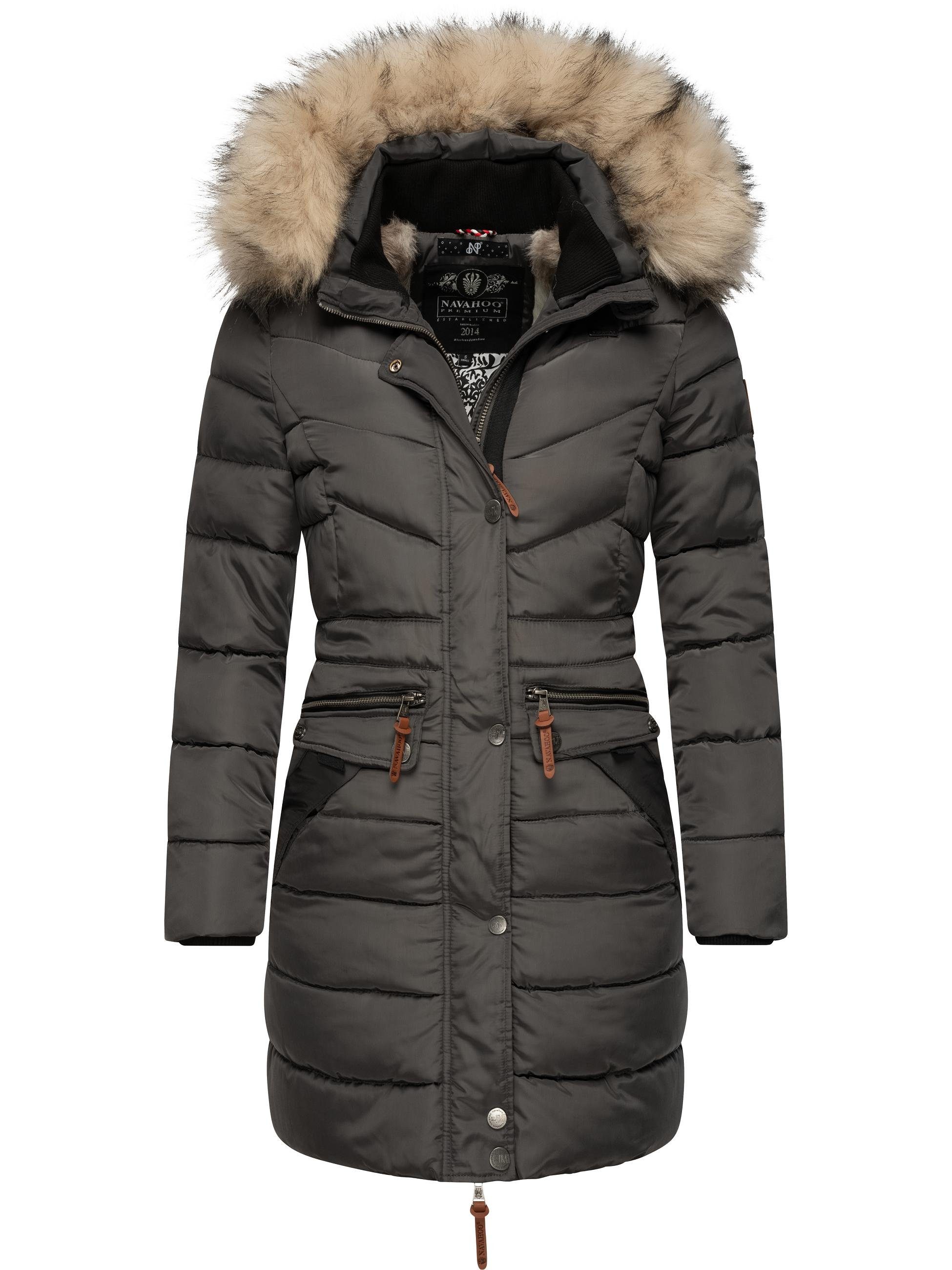 Navahoo Wintermantel Paula stylischer Winter Parka m. edlem Fellimitat