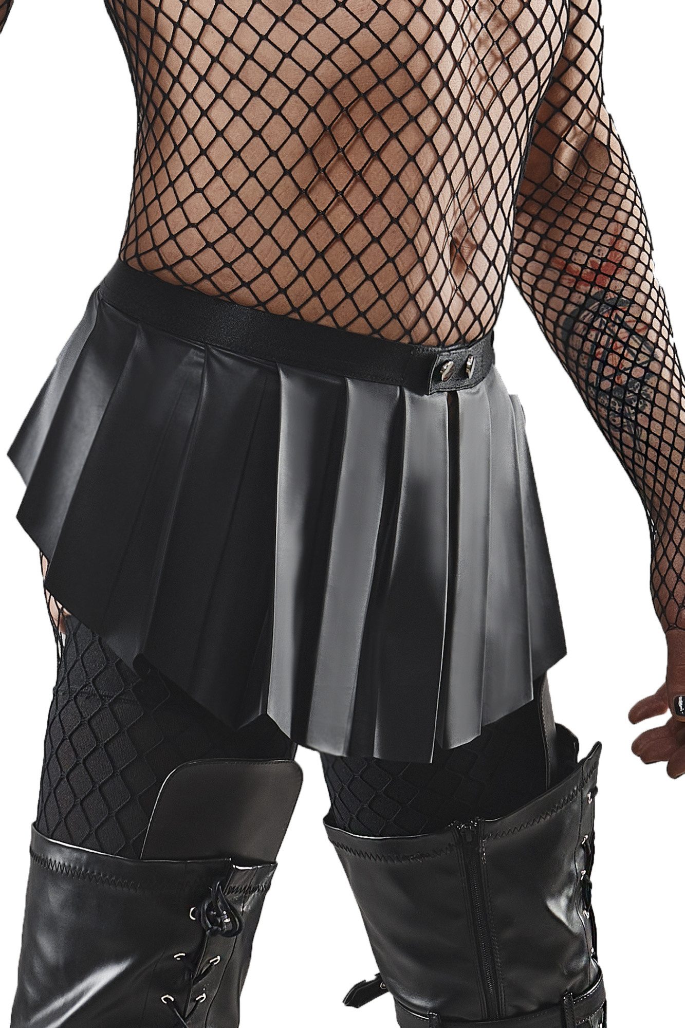 Regnes Fetish Planet Faltenrock Kurzer schwarzer Rock Herren Crossdresser mit Druckknöpfe und Reißvers