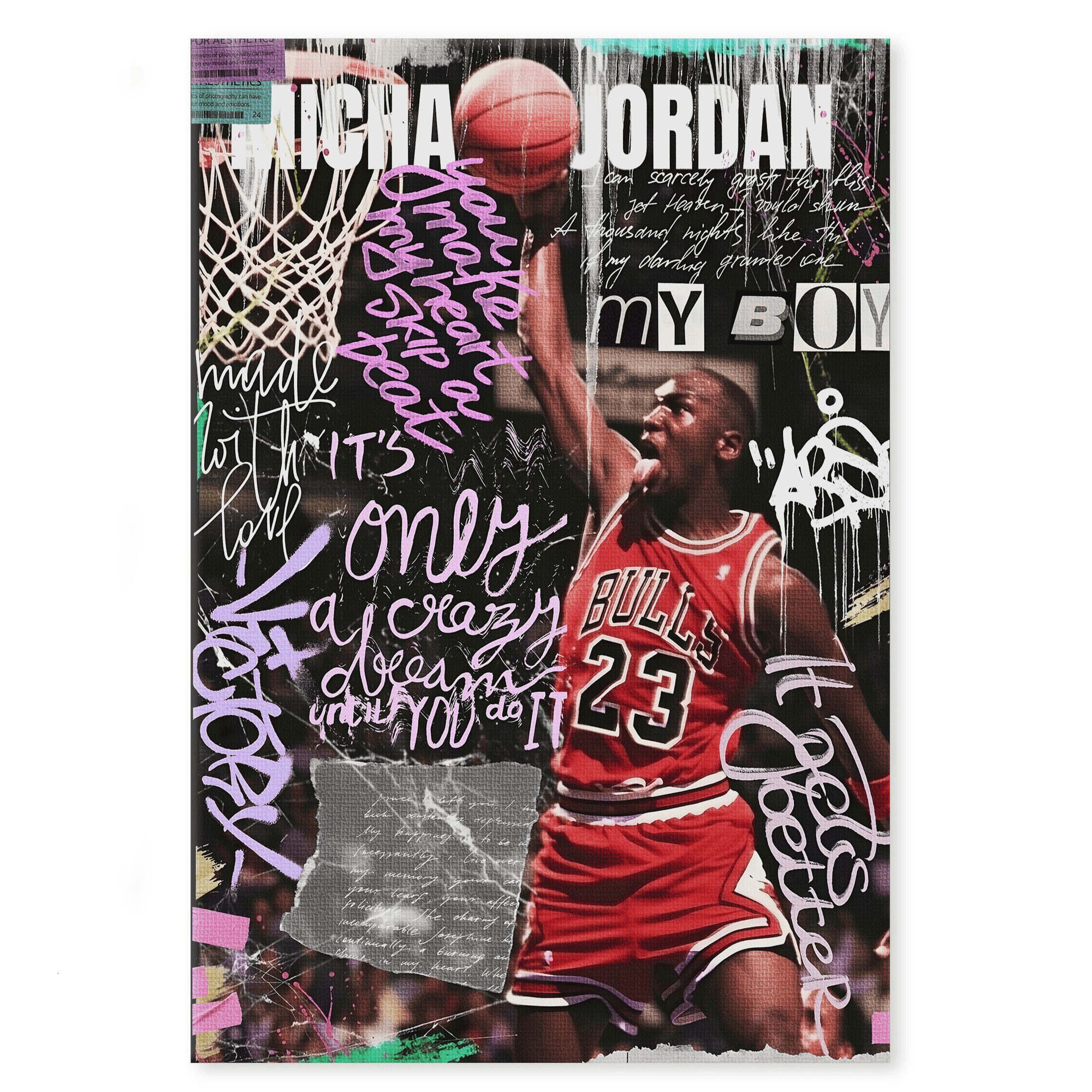 SimpleCanvas Wandbild My Boy - Leinwandbild Pop Art/Street Art, Wandbild Michael Jordan Pop Art Portrait Wandbild