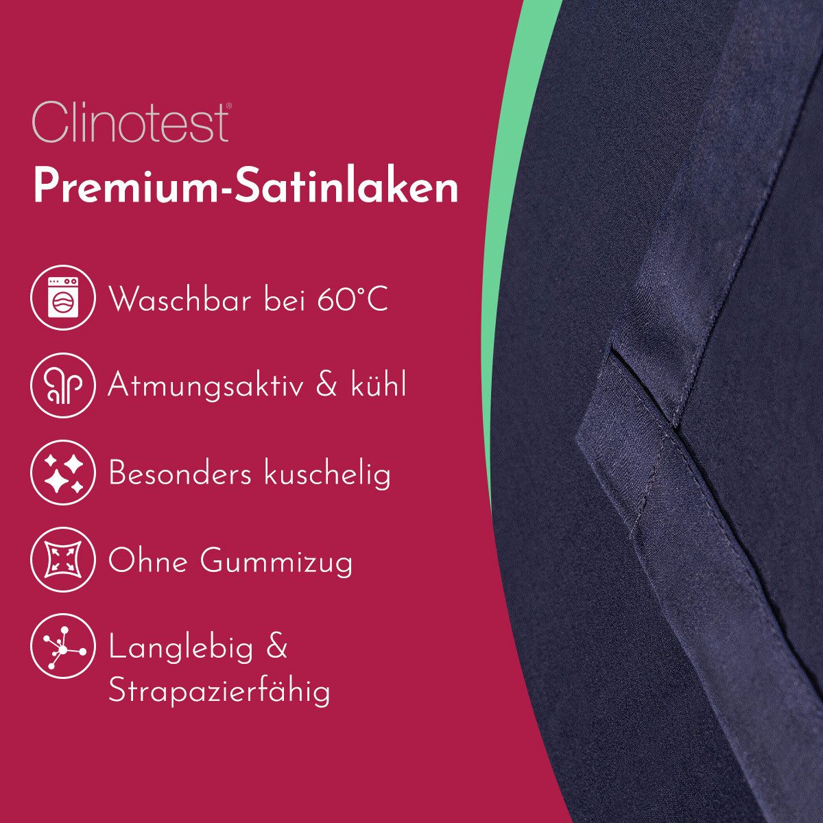 Clinotest Bettlaken Satin, glattes Laken ohne günstig online kaufen