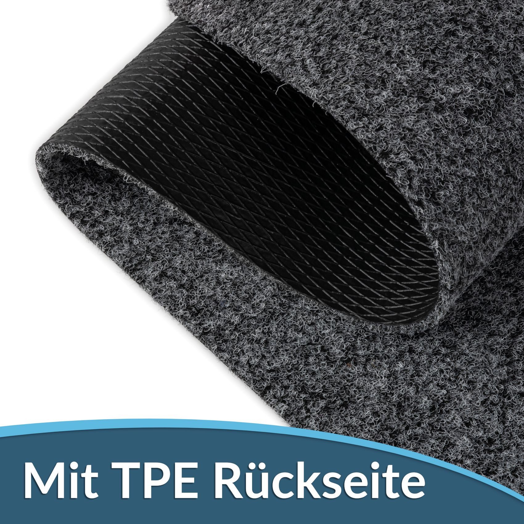 ANRO Fußmatte POET Schuhparkplatz schmal Schmutzfangmatte Unifarben, eckig, Höhe: 3 mm, Schuh-Abstellplatz rutschfest 25x60cm Kräusel Grau wasserdicht – Bild 3 von 5
