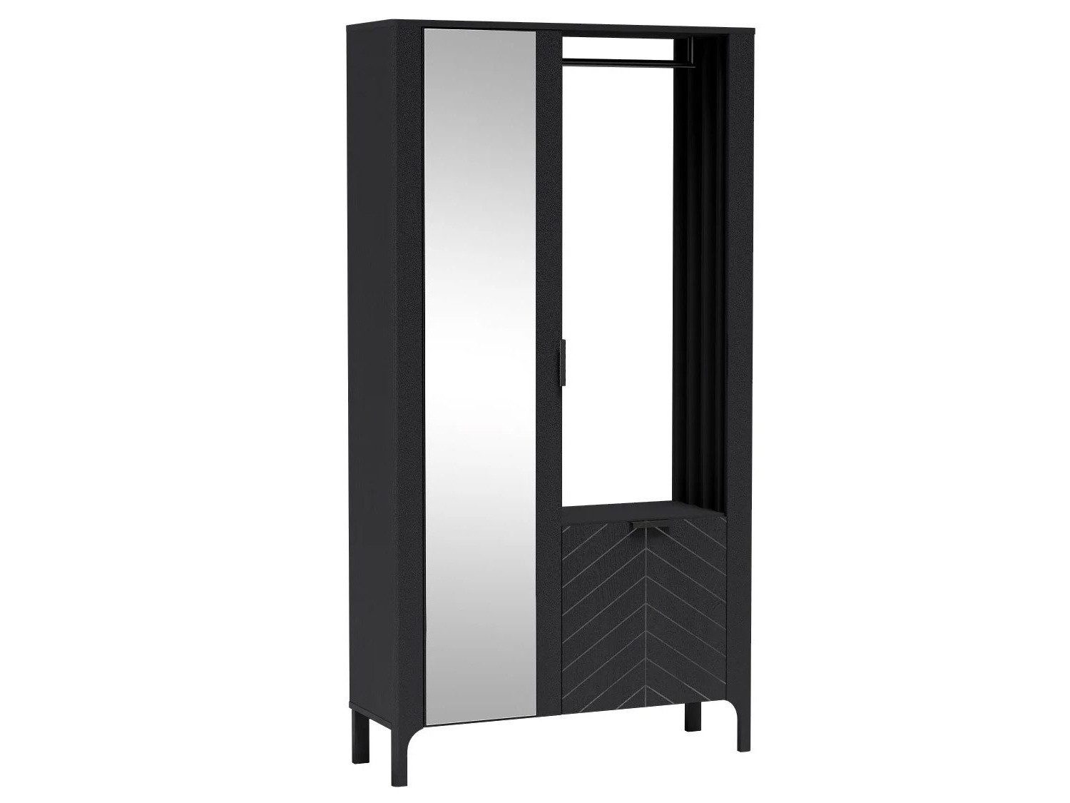Beautysofa Garderobenschrank LUME mit Spiegel – links oder rechts montierbar Schuhfach, Kleiderstange und Ablagen