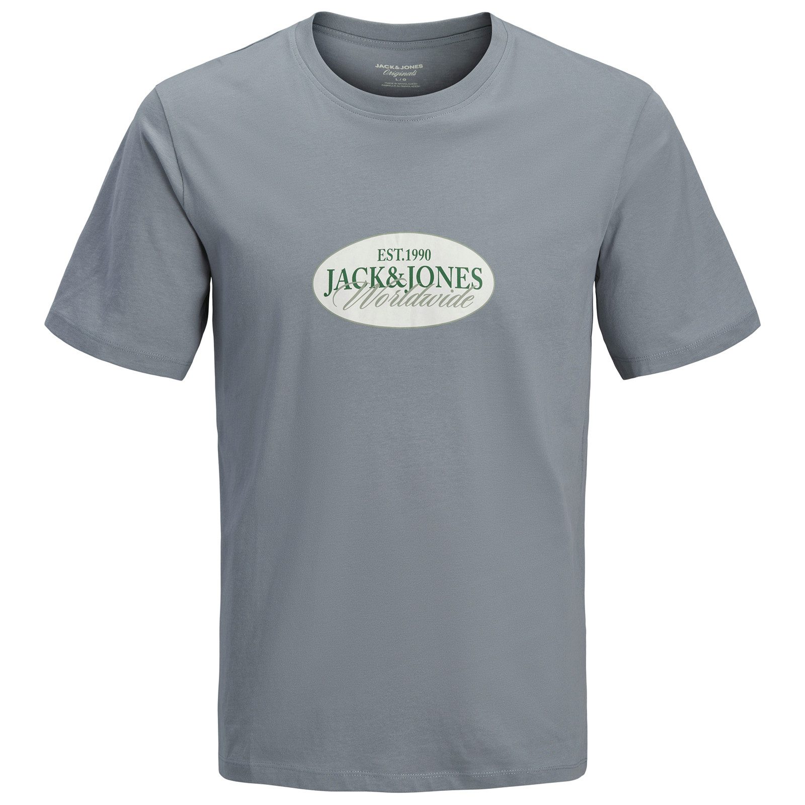 Jack & Jones Rundhalsshirt Jack&Jones Übergröße T-Shirt JORCATSKILLS grau Print