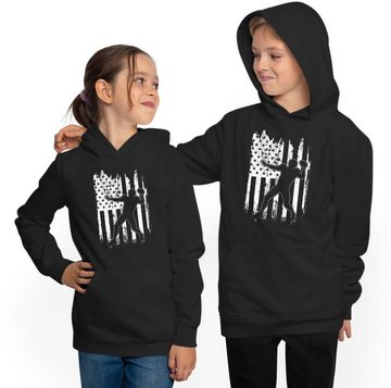 MyDesign24 Hoodie Kinder Kapuzen Sweatshirt - American Football Hoodie mit Flagge Kapuzensweater mit Aufdruck, i497