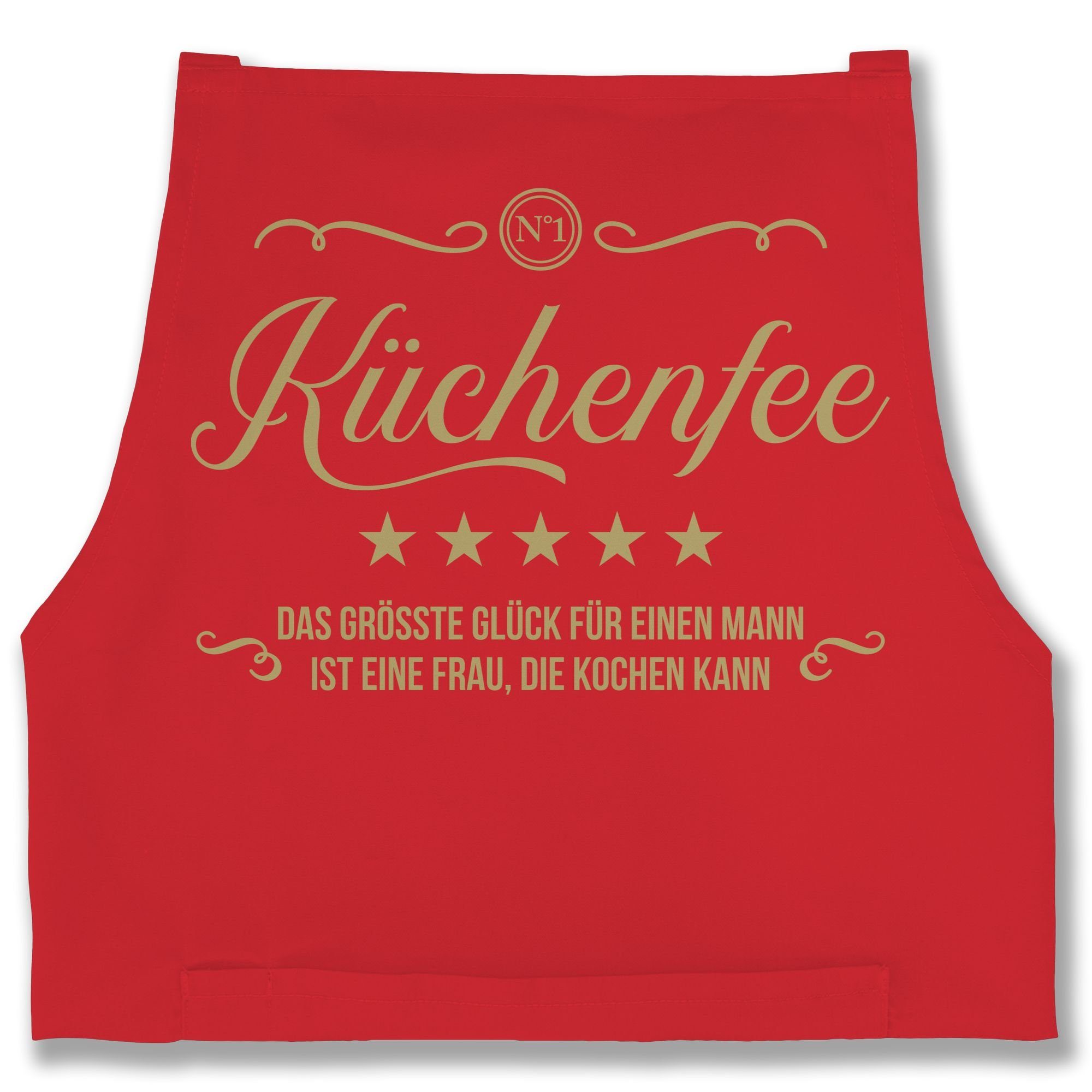 Shirtracer Kochschürze Küchenfee Das größte Glück für einen Mann, (1-tlg), Kochschürze Damen Frauen