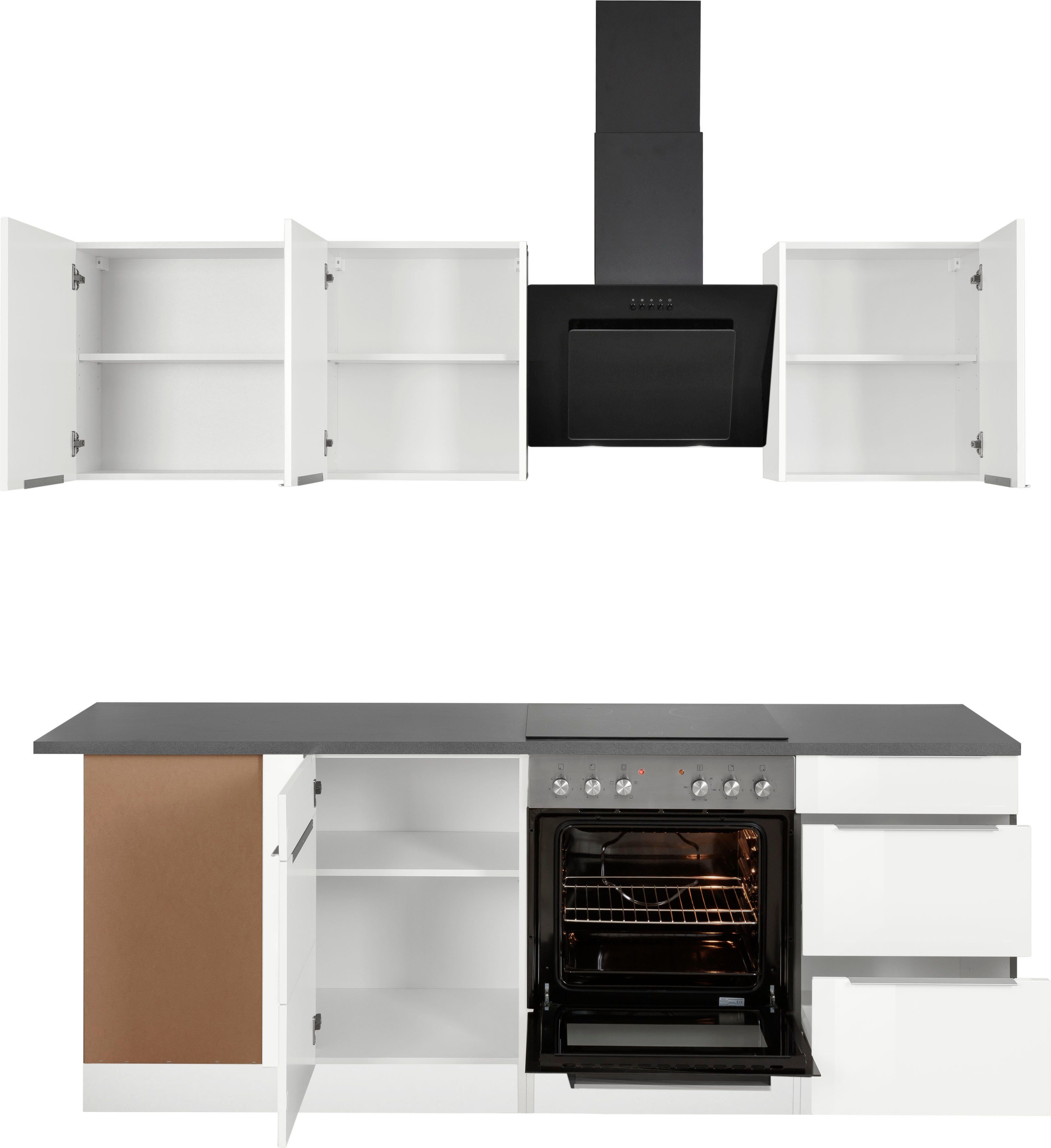 KOCHSTATION Winkelküche KS-Brindisi, Stellbreite 220/220 cm, wahlweise mit E-Geräten, mit MDF-Fronten