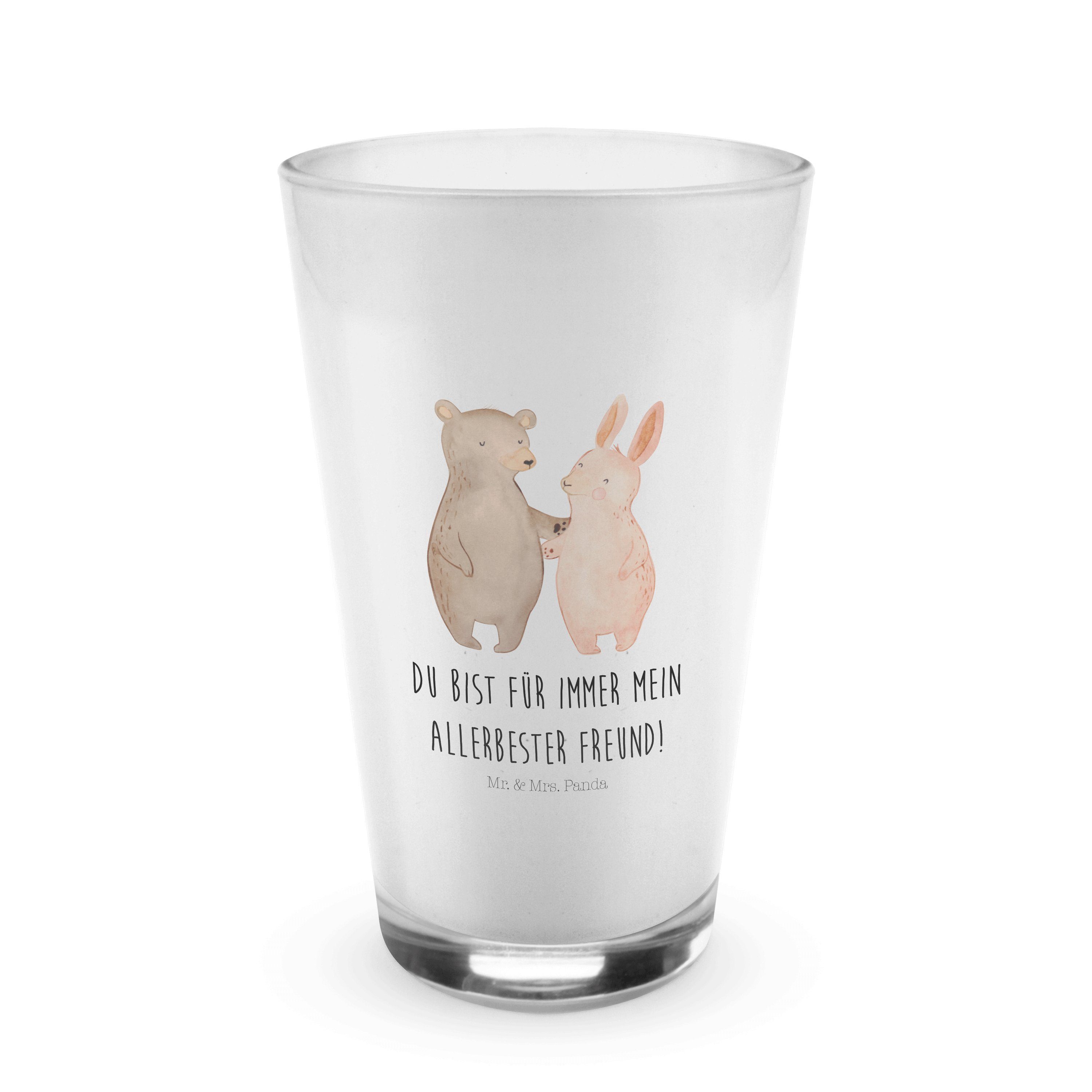 Mr. & Mrs. Panda Glas Bär Hase Umarmen - Transparent - Geschenk, Cappuccino Tasse, Umarmung, Premium Glas