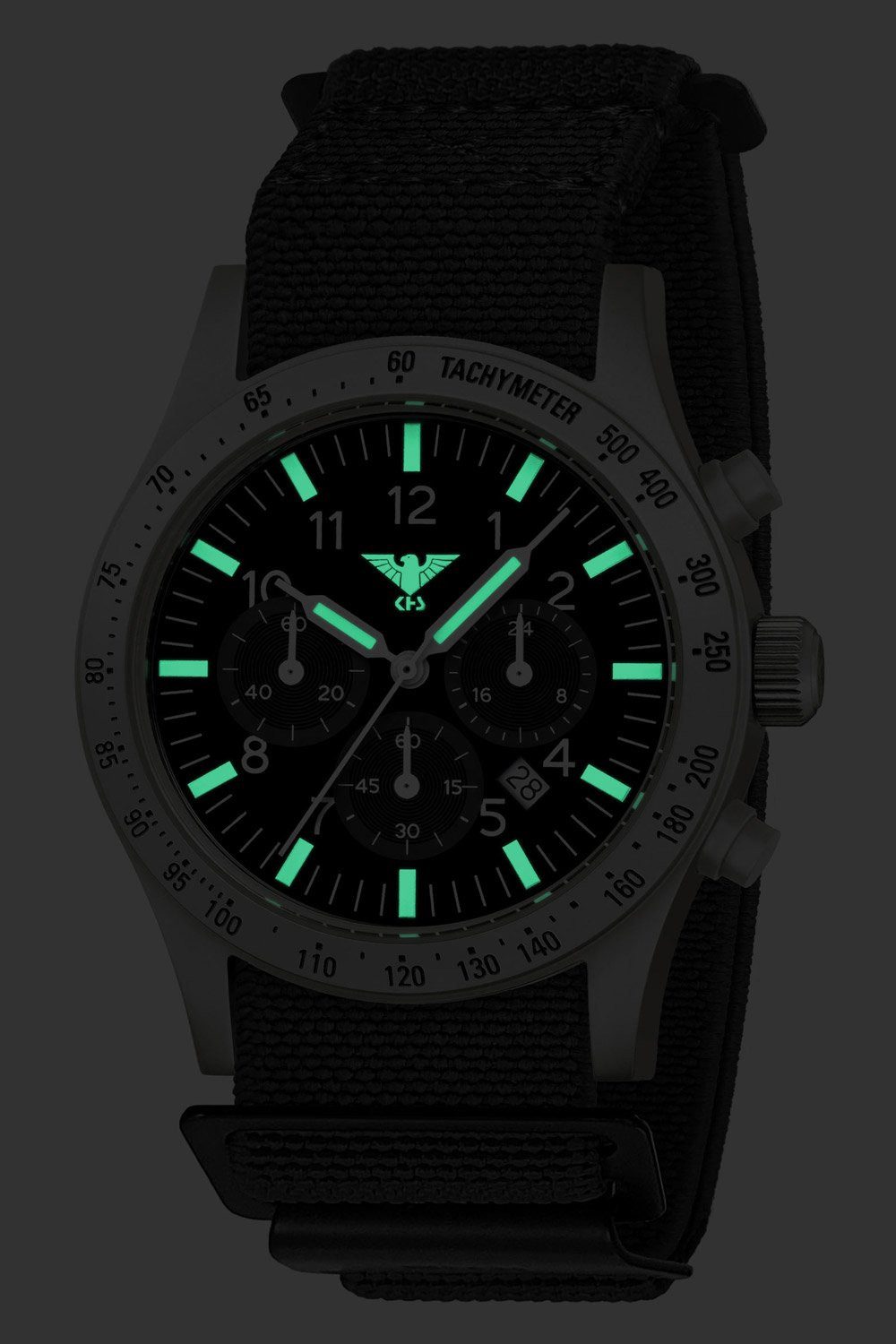 KHS Quarzuhr Platoon Solar Stahl Schwarz