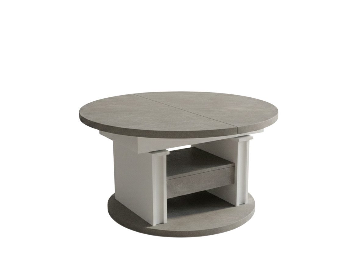 designimpex Couchtisch DA-999 rund ausziehbar höhenverstellbar mit Schublade Wohnzimmer Tisch, Funktionstisch, Wohnzimmertisch, Tisch, Esstisch, Sofatisch, Rollen