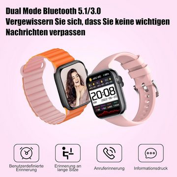 JANOLTY Smartwatch (2,09 Zoll, Android, iOS), Damen Herren,mit Telefonfunktion Uhren Fitness Tracker IP67Wasserdicht
