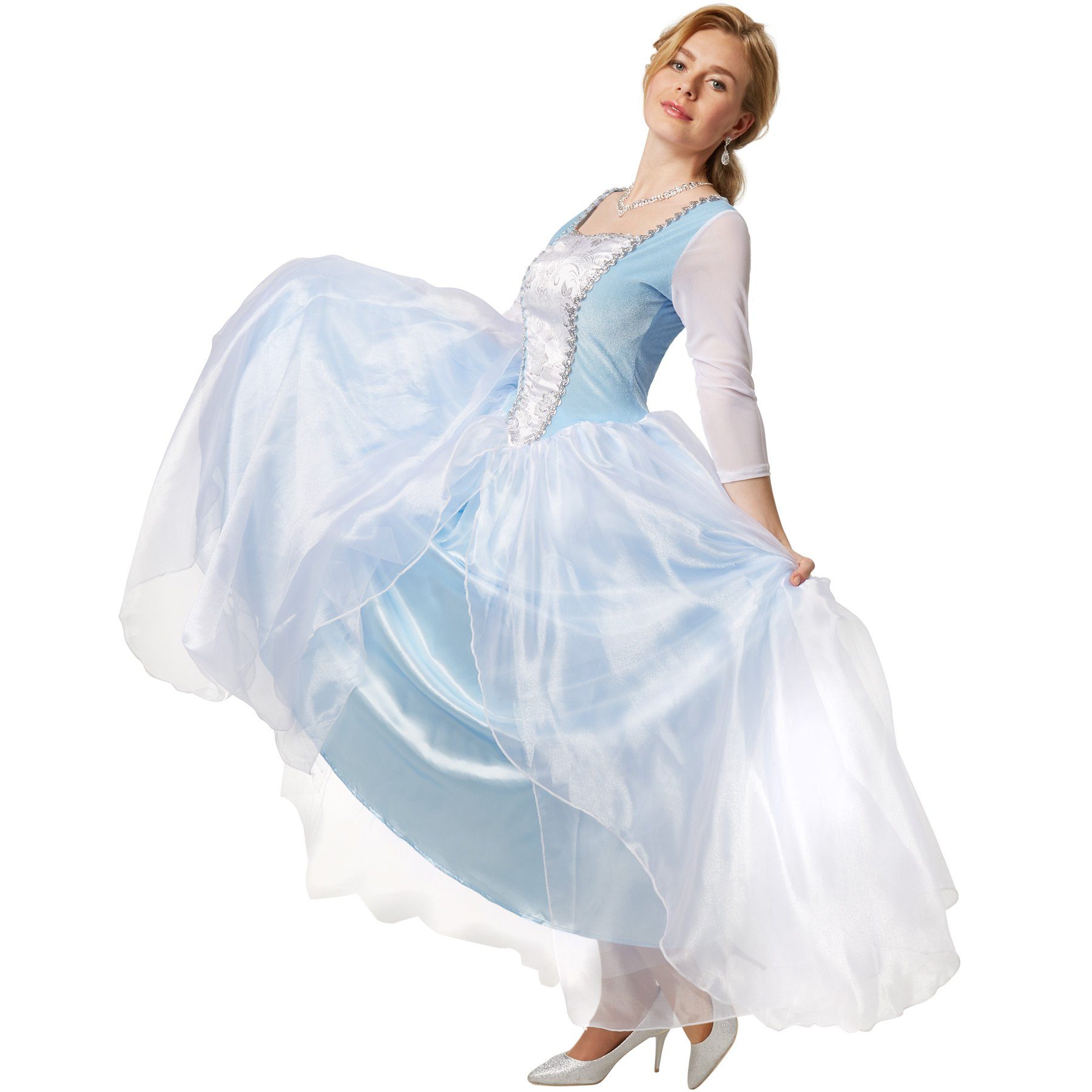 dressforfun Kostüm Frauenkostüm Edles Prinzessinnenkleid Cinderella, Ballkleid aus glänzendem Stoff