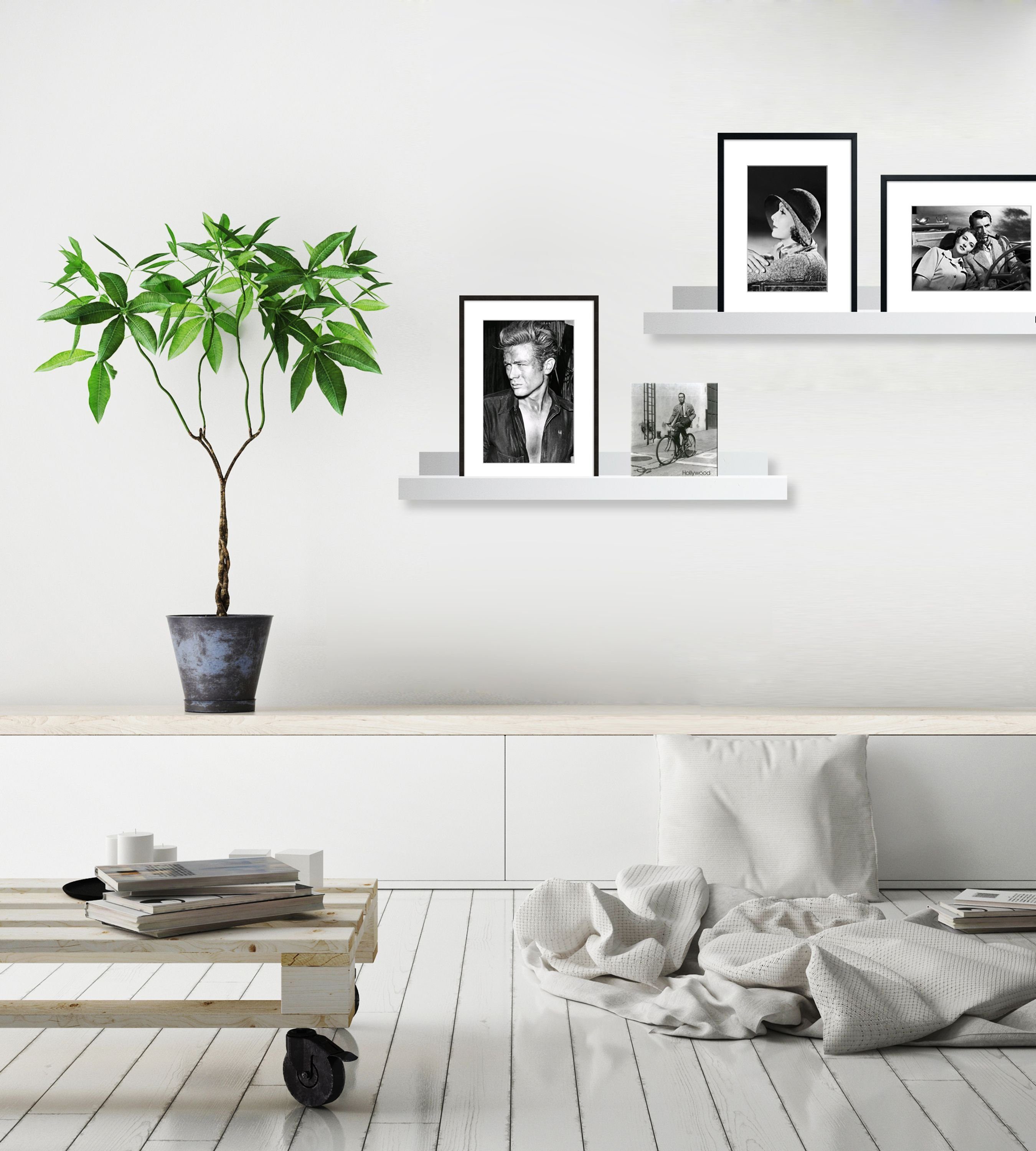 Weiß Bilderleiste für Bilder Wandboard 110cm Wandregal Bilderleiste Bilderregal artissimo