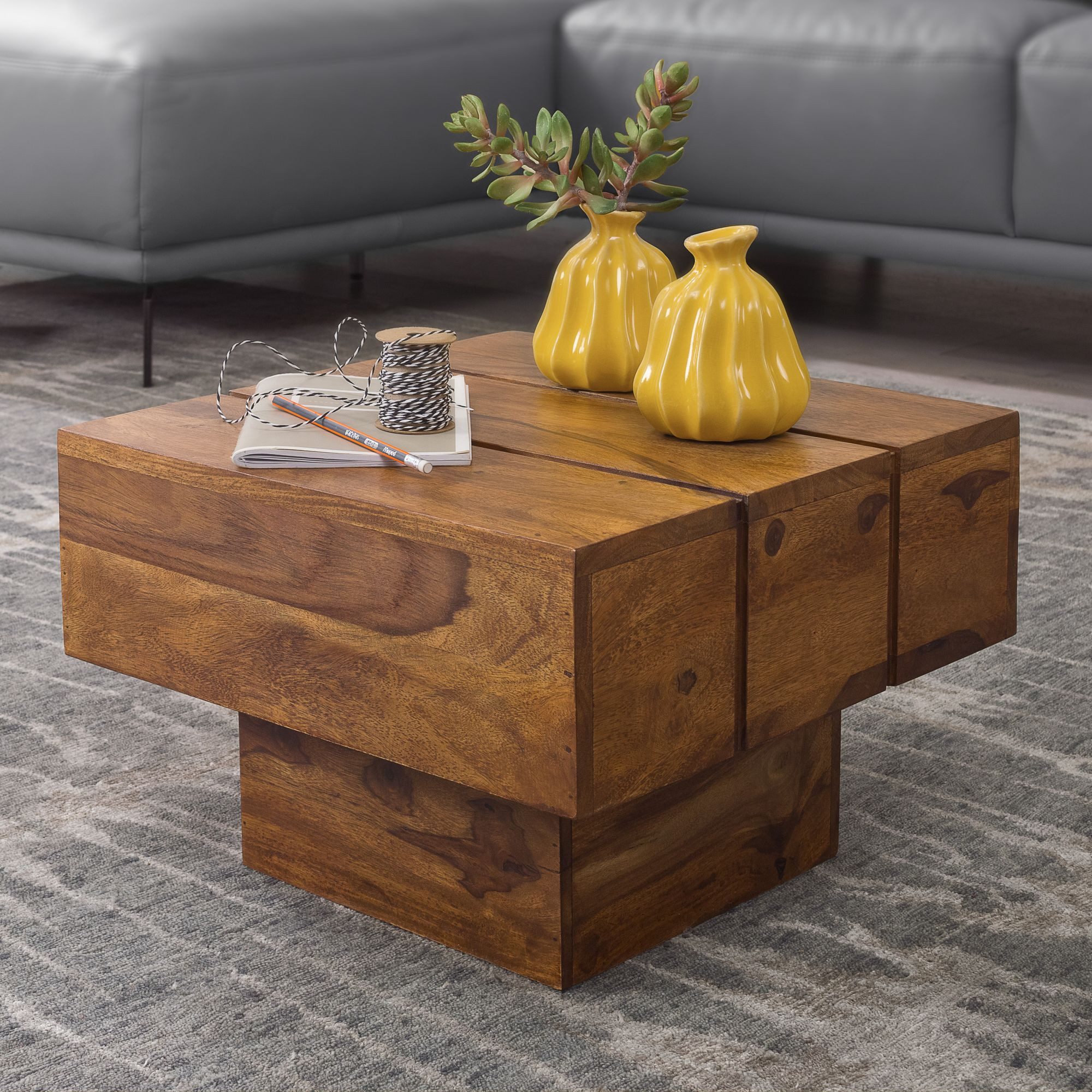 FINEBUY Beistelltisch SuVa3529_1 (Massivholz 44x44x30 cm, günstig online kaufen