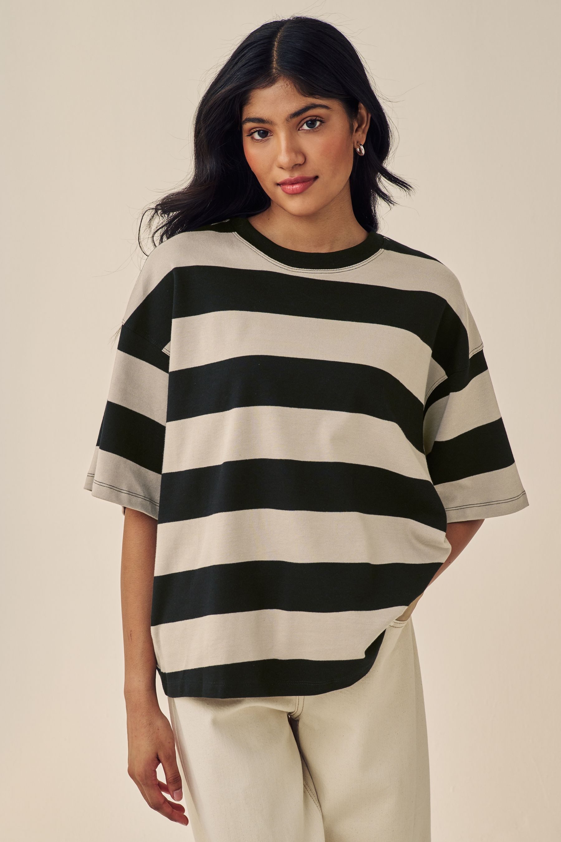 Next T-Shirt Kastiges Relaxed Fit Oversized-T-Shirt, Baumwolle (1-tlg)