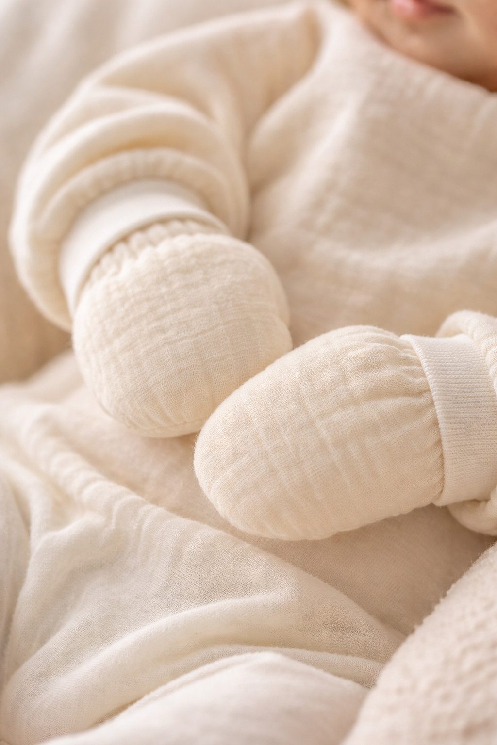 La Bortini Fäustlinge Baby Kratzfäustlinge Handschuhe aus Musselin Erstlingsfäustlinge (Doppelpack für Neugeborene) luftig, weich, in verschiedenen Farben, 2er Set, unisex