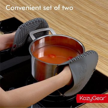 KozyGear Topflappen Silikon Ofenhandschuhe 2 Stück, Topflappen, Topfhandschuhe, hitzebeständig, rutschfest